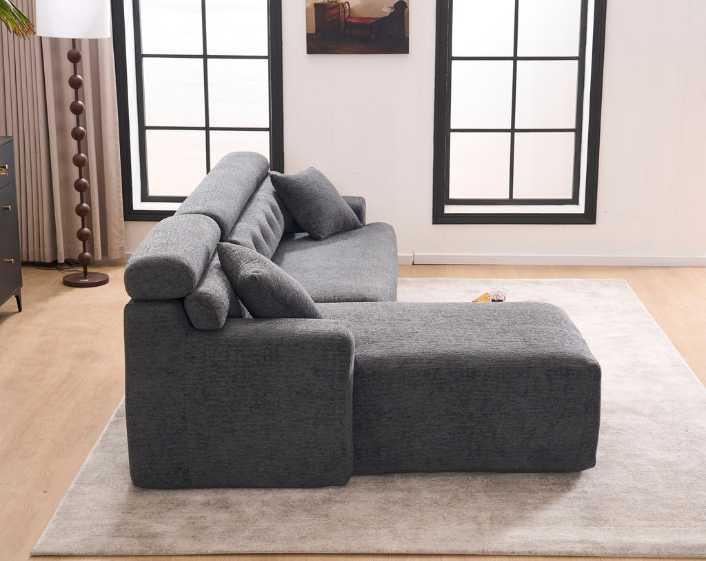 105'' Cloud Sectional Couch with L-Shape Chaise,Modern Modular Sofa with Deep Seat, Boneless Sofa for Living Room Bedroom,No Assembly Required,Grey.