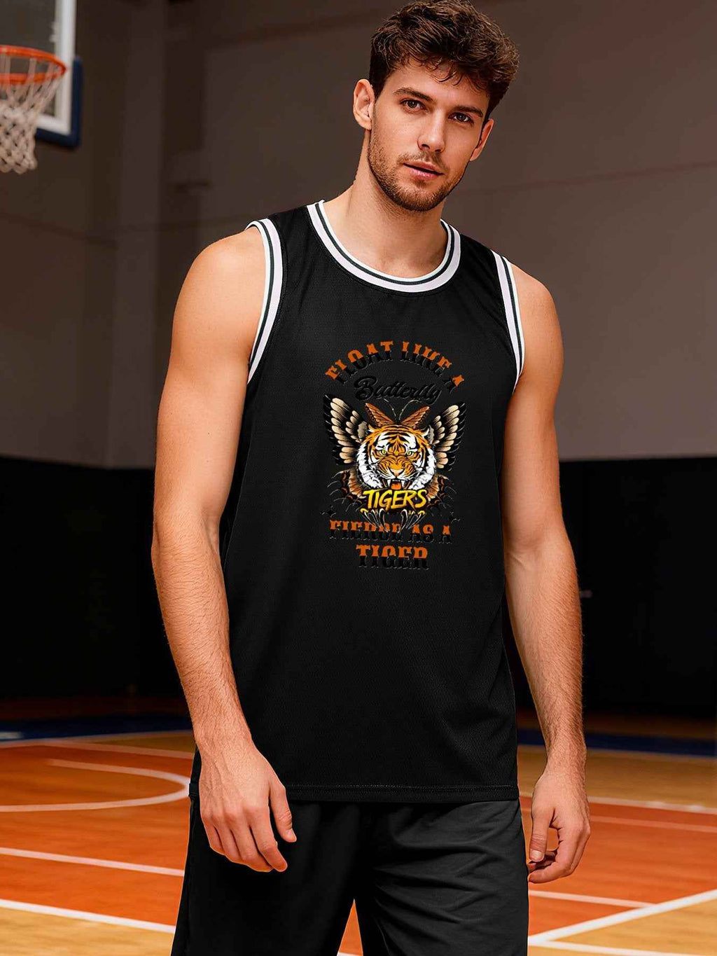 Float Like a Butterfly Fierce as a Tiger Adult Black Basketball Jersey | Ships From USA