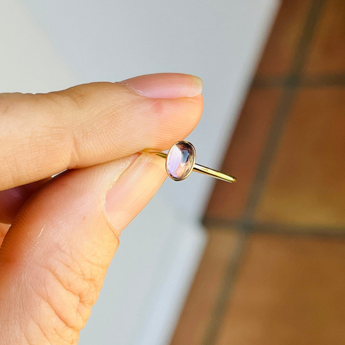 14k gold filled OVAL AMETHYST GEMSTONE RING