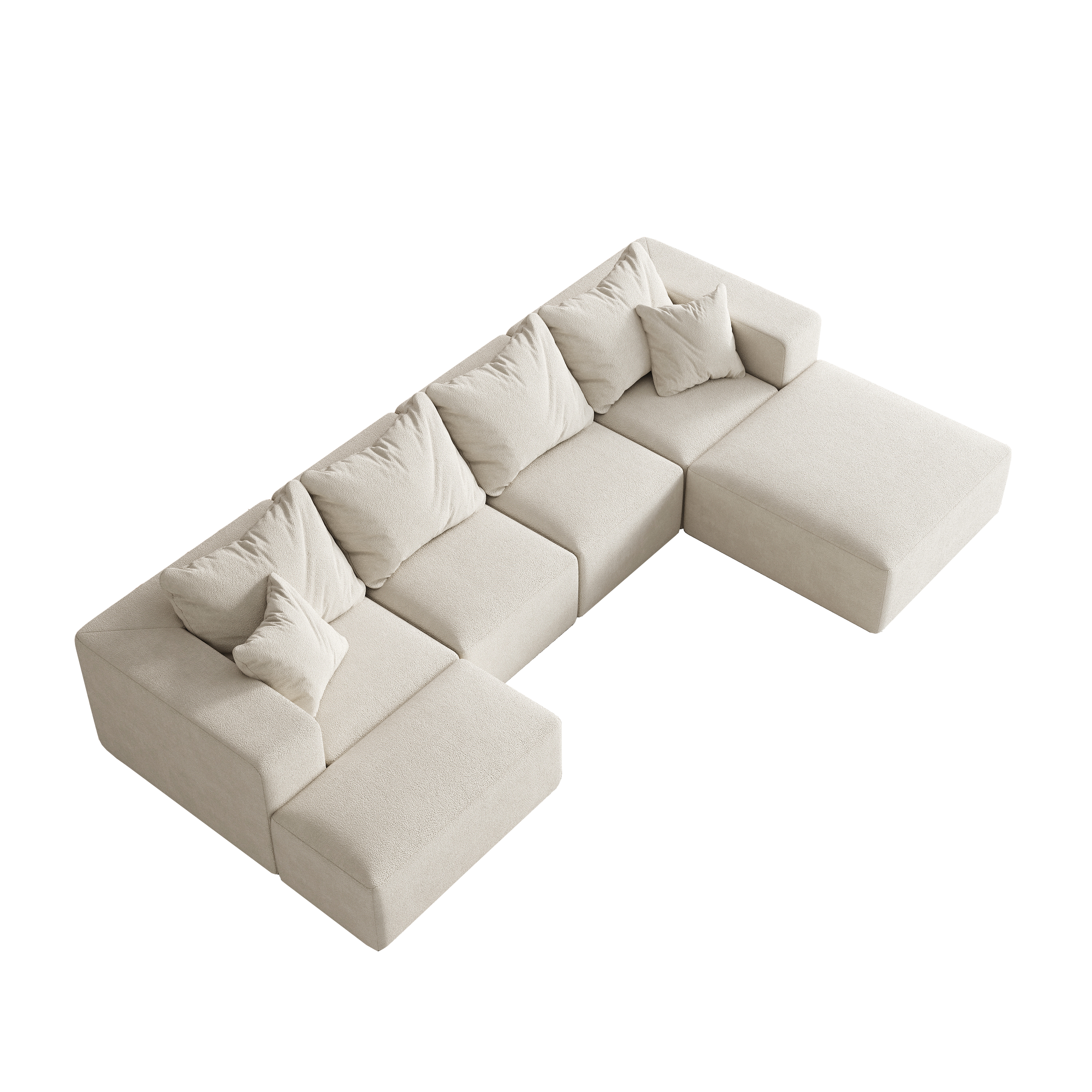 Modern Upholstered Sectional Boneless Couch Set,Modular 132' L Shaped Sectional Living Room Sofa Set With 6 Pillows,Free Combination Sofa Couch for Living Room,Bedroom