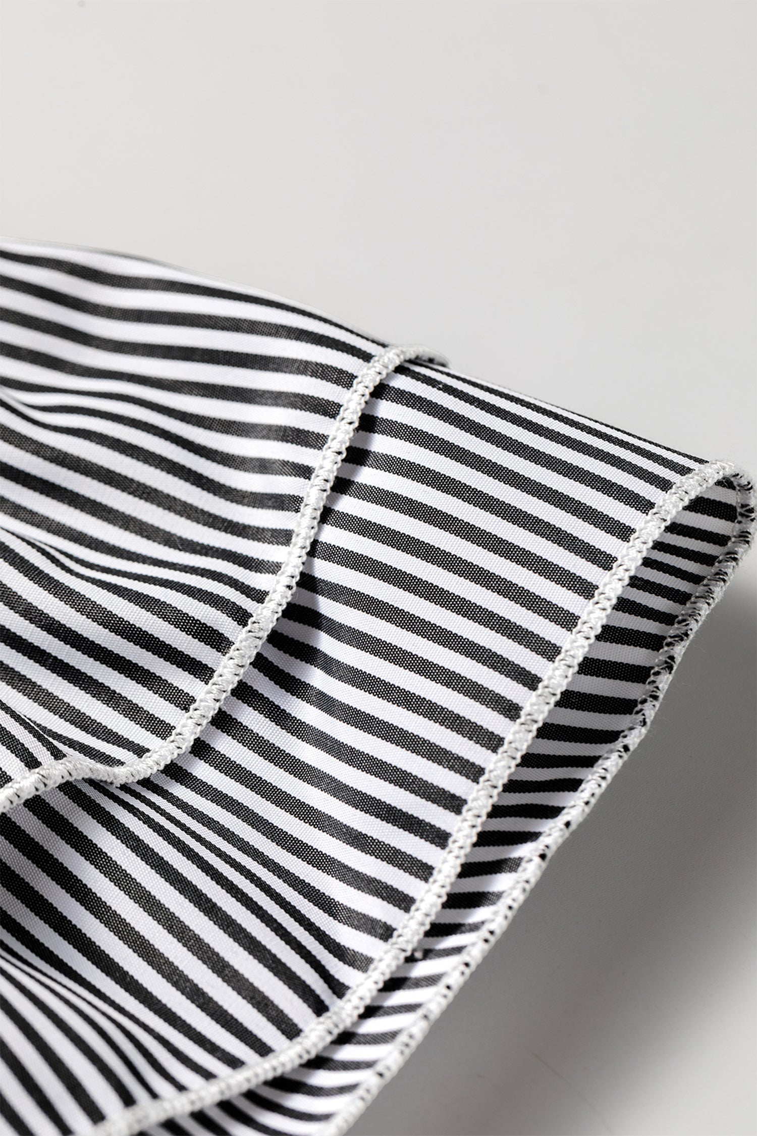 Stripe Ruffle Sleeve Round Neck Blouse