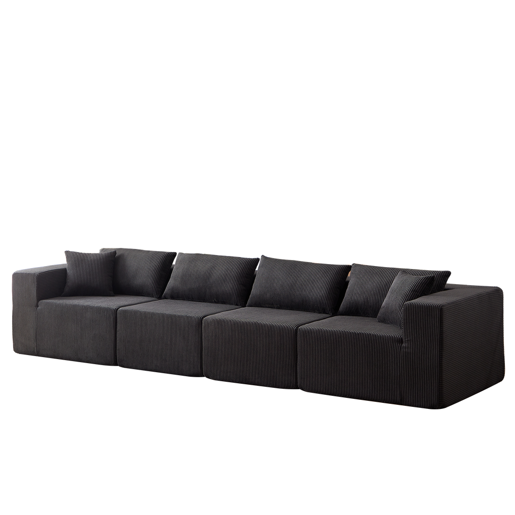 104-Inch Corduroy  Modular L Shaped Sectional Sofa,Luxury Floor Couch Set,Upholstered Indoor Furniture,Foam-Filled Compressed Sofa for Living Room,Bedroom,4 PC Free Combination