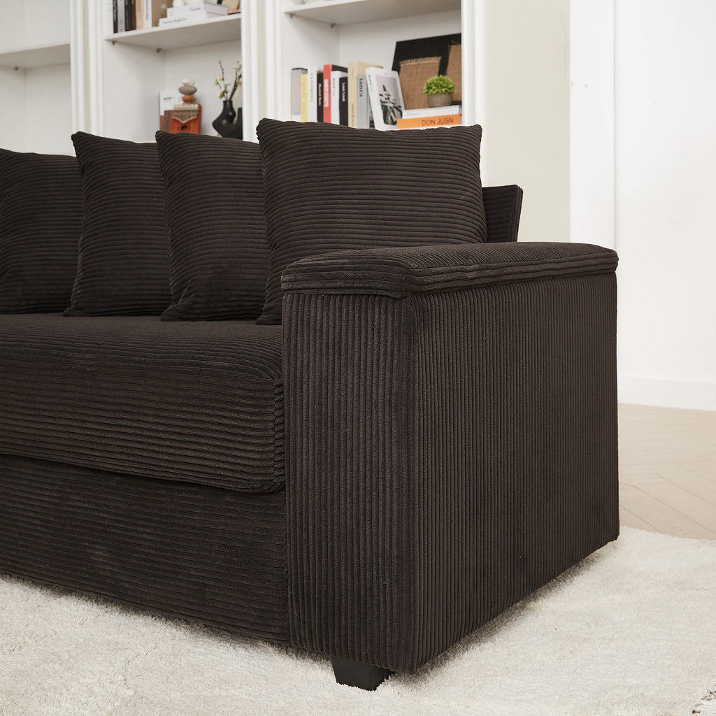 Luxe Oversized L Shaped Sofa with Chaise,Comfy Corduroy L Shaped Sectional Couches with 8 Pillows and Two Armrest storage space,Soft Fluffy Upholstered Sofa Bed for Living Room Apartment Bedroom