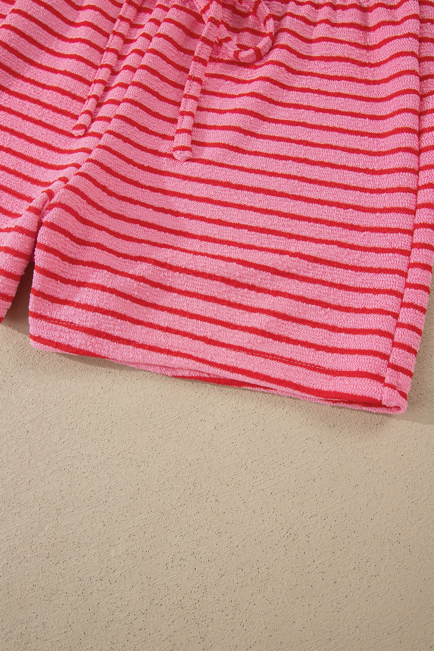 Stripe Side Split Tee & Drawstring Shorts Set