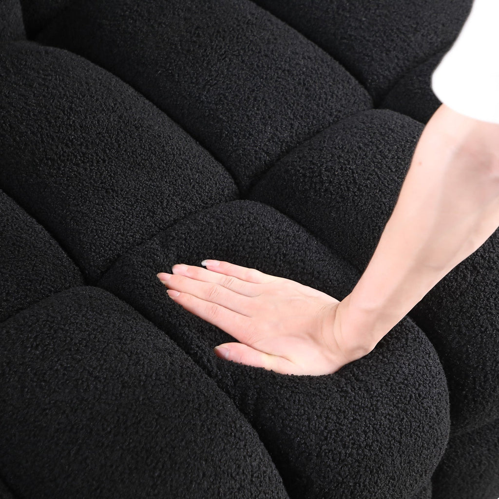 84.3 length ,35.83' deepth ,human body structure for USA people,  marshmallow sofa,boucle sofa ,black color,3 seater