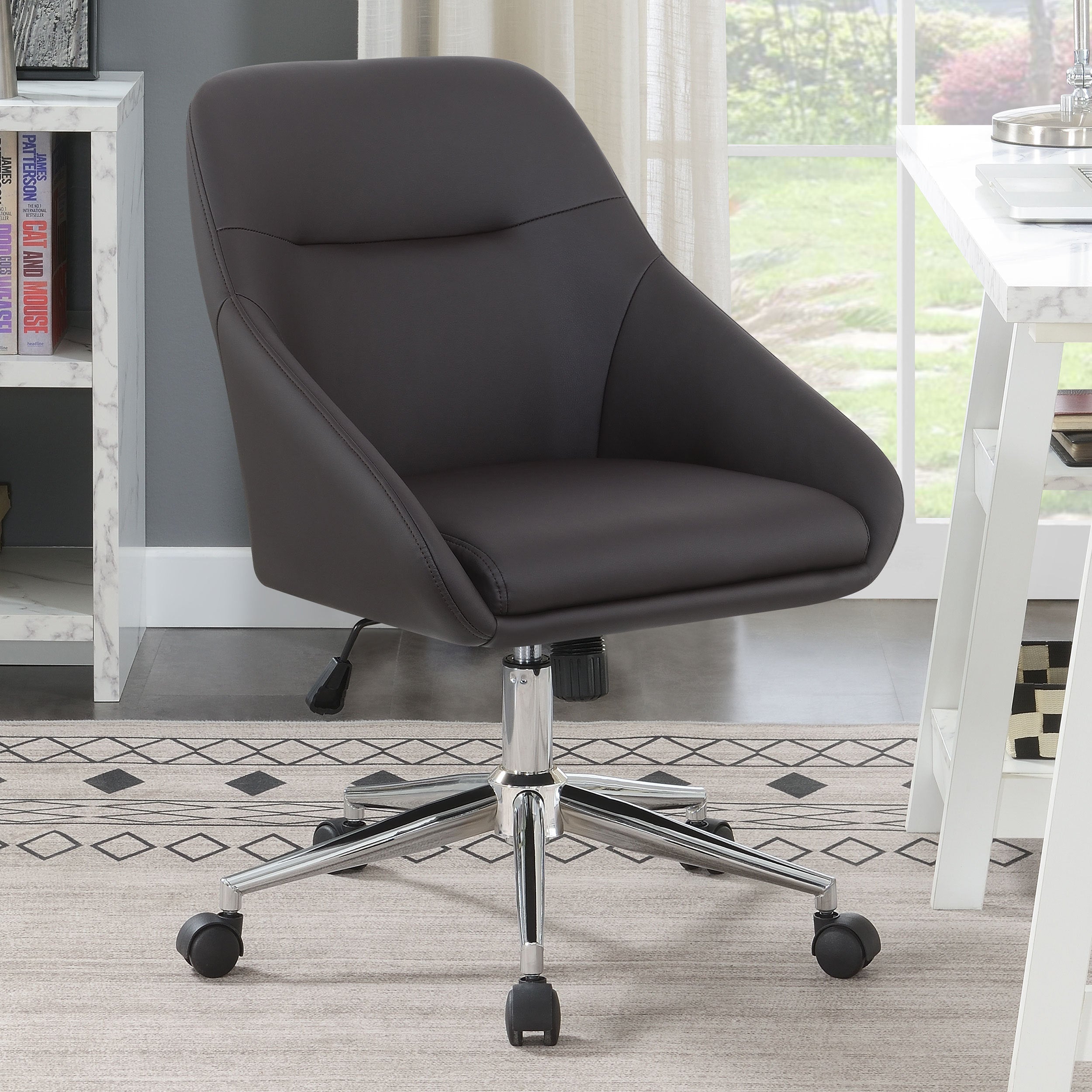 Jackman Brown Upholstered Adjustable Home Office Desk Chair