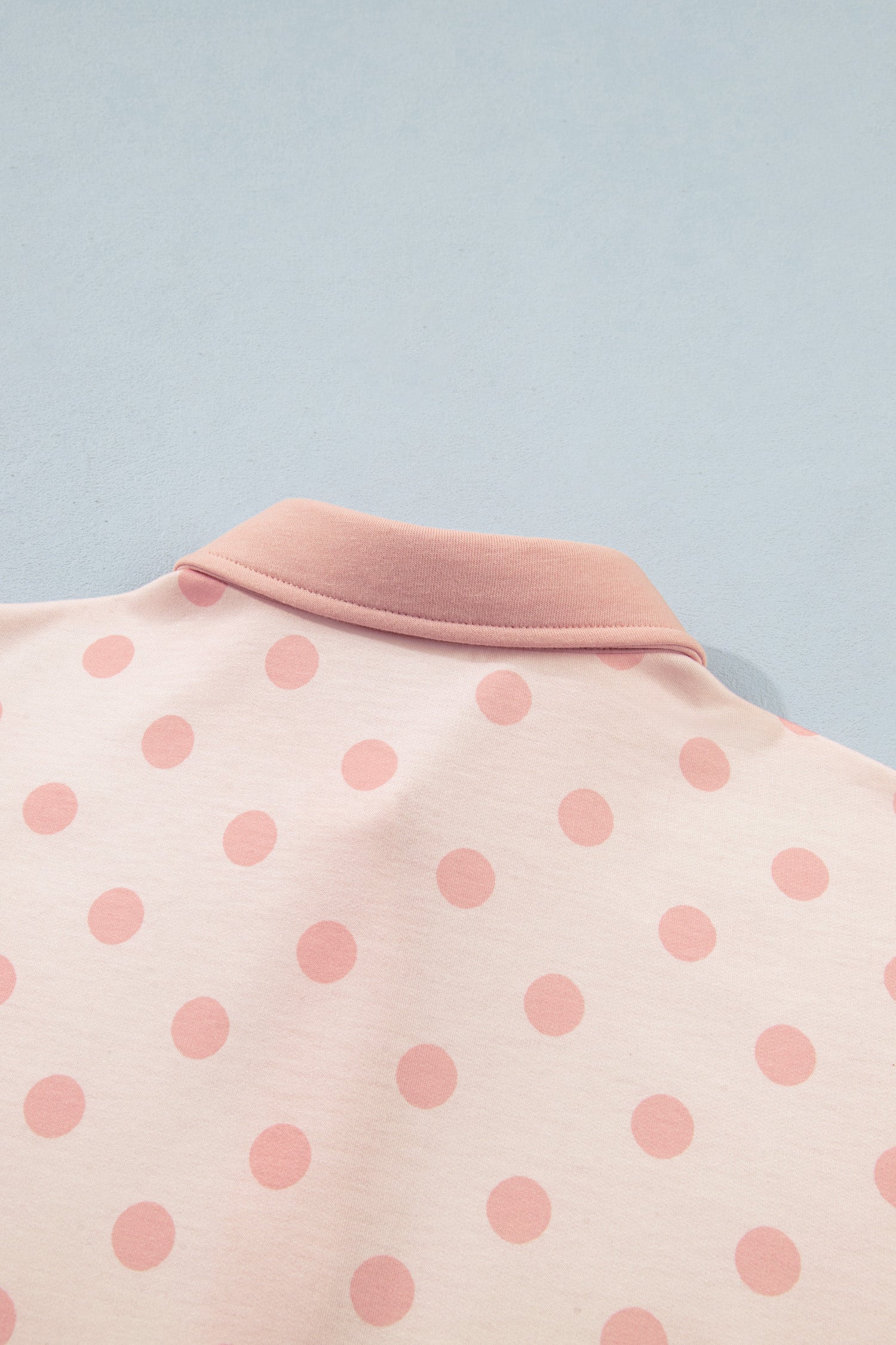 Polka Dot Polo Pullover & Elastic Waist Shorts Set