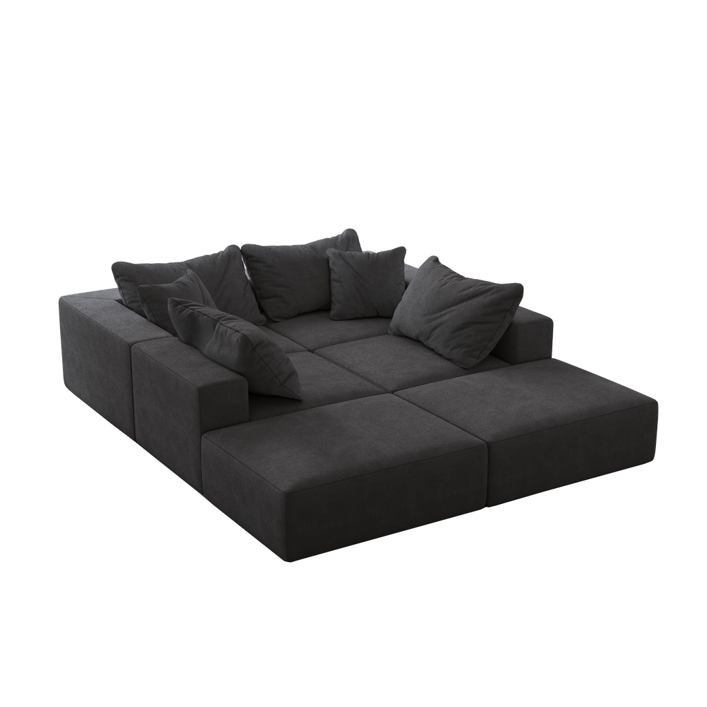 Oversized sponge cloud sofa,Modern Upholstered Sectional Sofa Couch Set,Modular 162' L Shaped Sectional Living Room Sofa Set With 6 Pillows,Free Combination Sofa Couch for Living Room,Bedroom