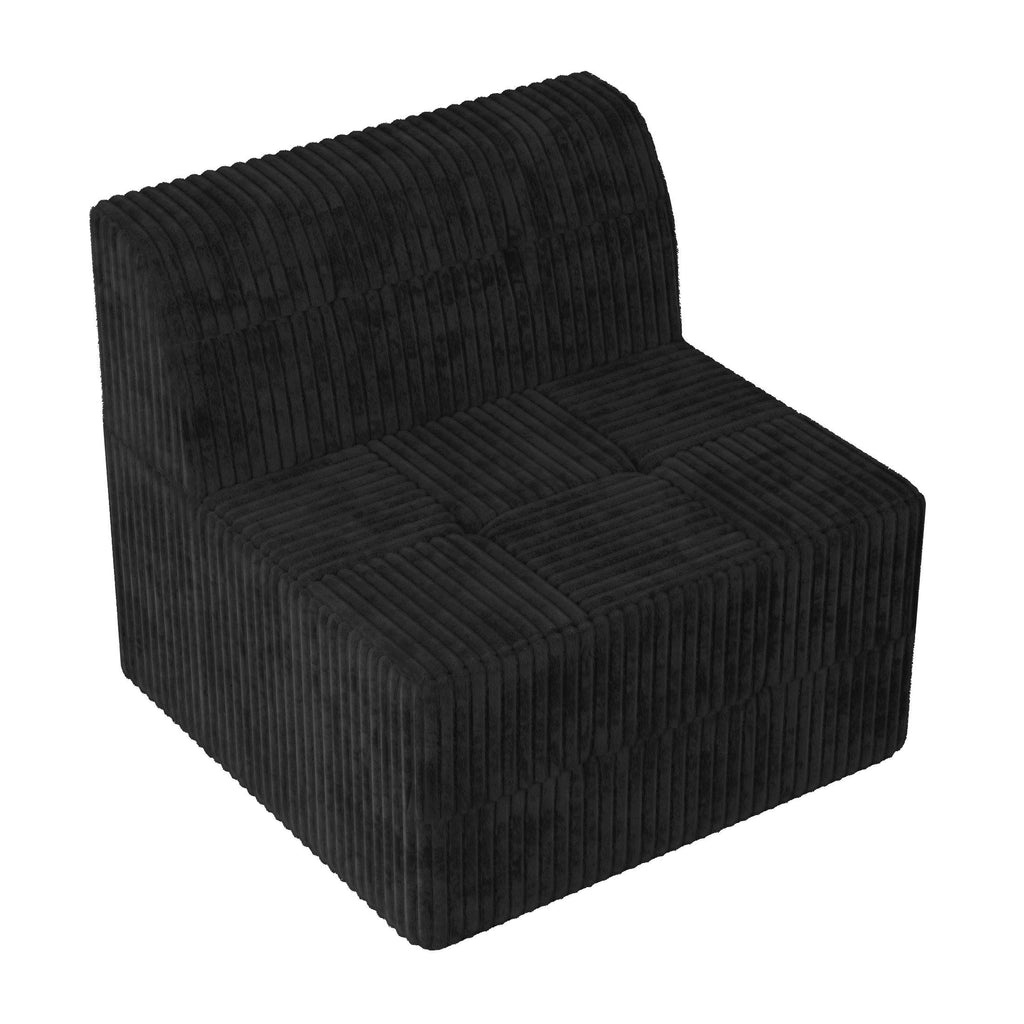 U shape Modular Sectional Sofa, Compressed Sectional Sofa Modern Minimalist Style Corduroy Couch, Sleeper Sofa for Living Room, Bedroom, Comfy Compressed Sofa Couch Space-Efficient Design-black
