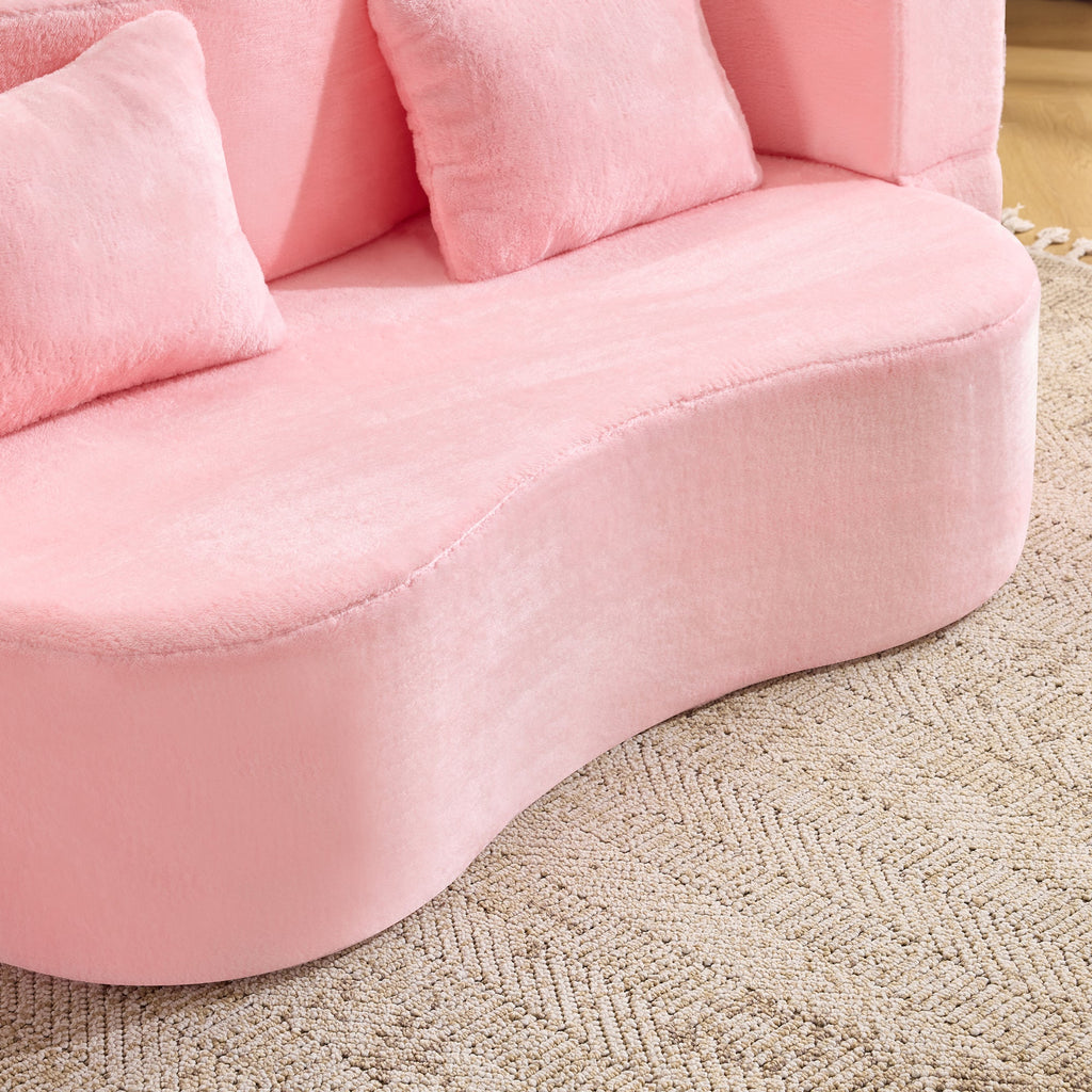 71-inch folding sofa bed, chenille futon sofa bed, high-density foam convertible sofa bed, folding floor sofa bed for living room, guest room, bedroom, pink