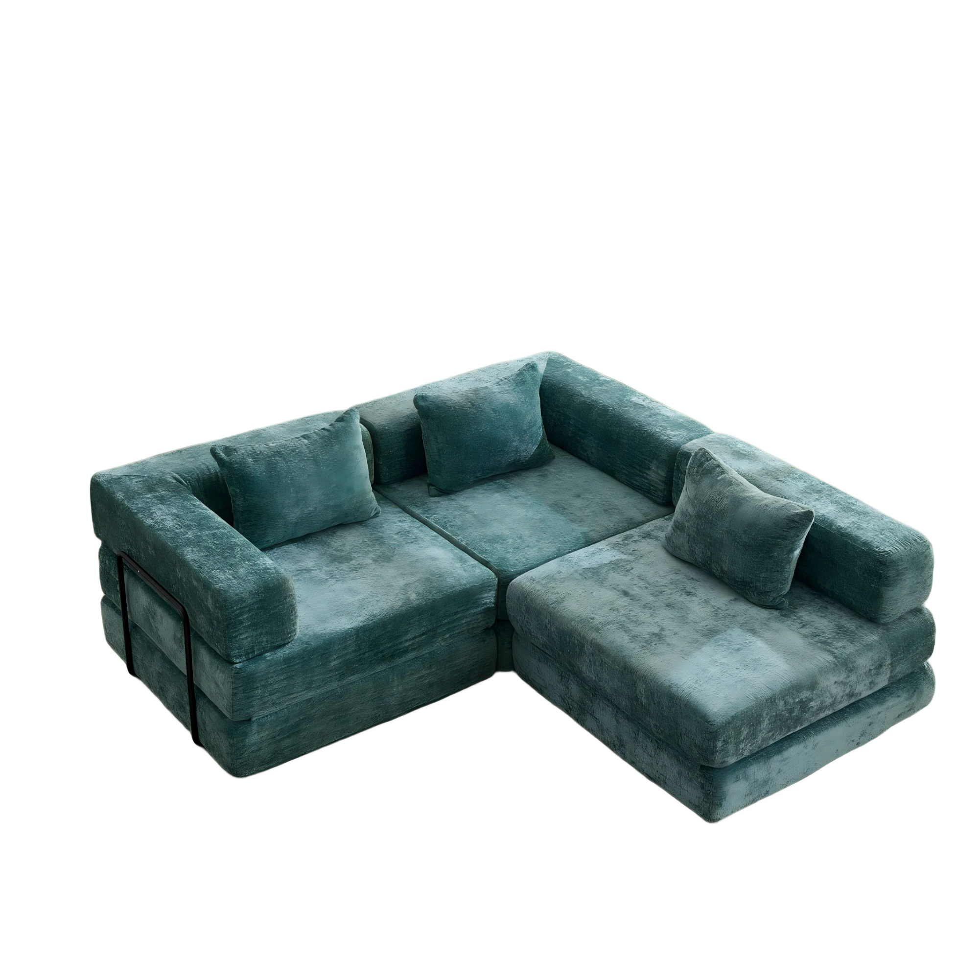 Compression Sofa,Convertible Floor Sofa Bed with Fixed-Shape Frame, Boneless Modular Sectional Sofa,No Assembly Required,Chenille fabric,for Living Room Bedroom,Dark Green