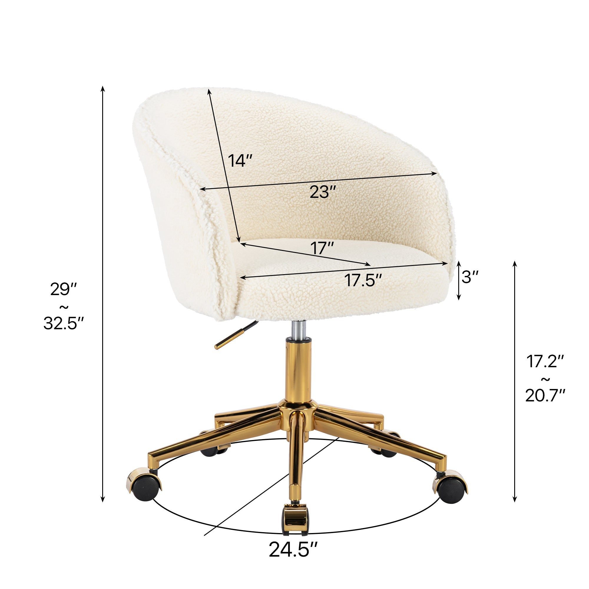 Hengming Golden foot office chair, modern armchair, height adjustable, rotary cosmetic chair, for bedroom,set of 1