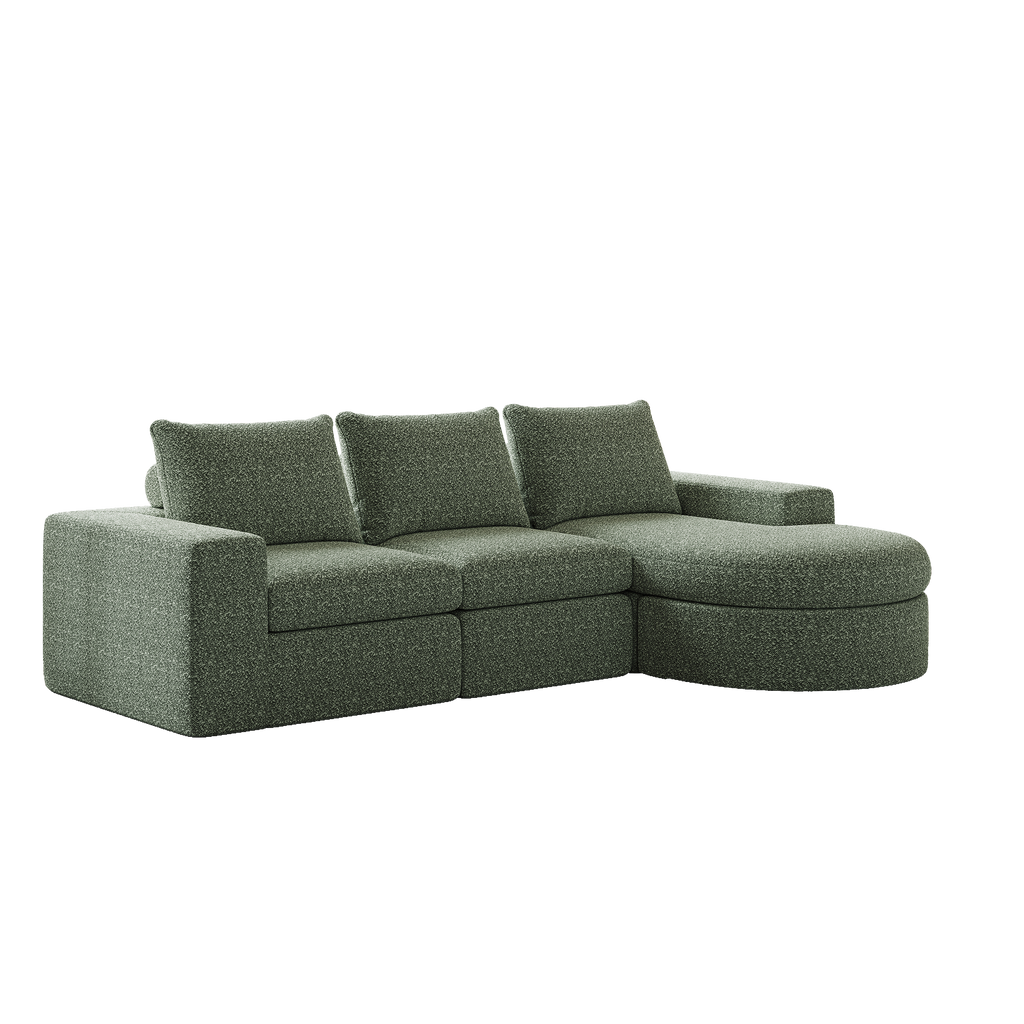 99-Inch Chenille Cloud Curved Sectional Sofa with Chaise, L-Shaped Modern Boneless Couch with Deep Seats, Chenille Sectional Sofa for Living Room and Bedroom, No Assembly Required