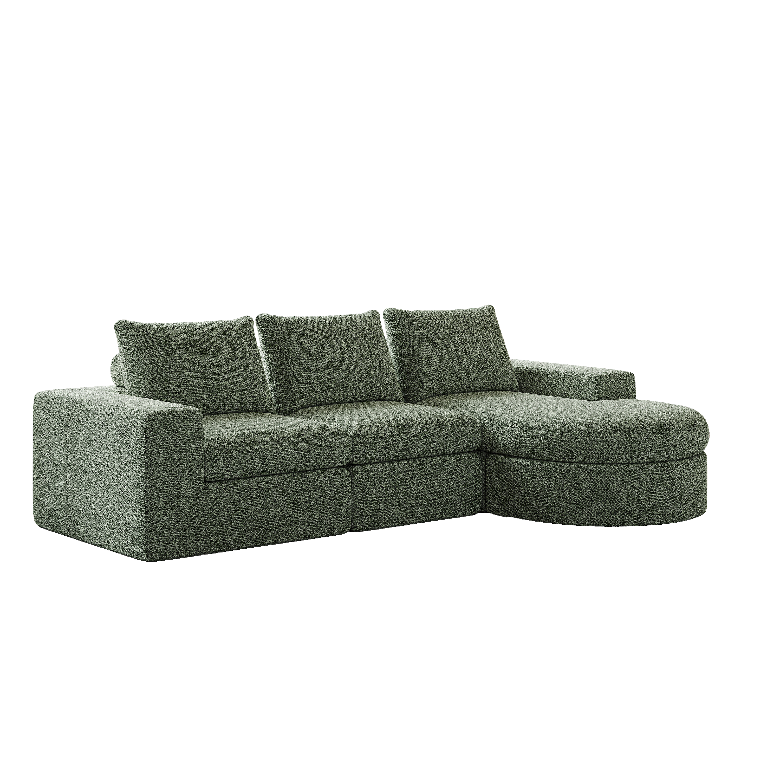 99-Inch Chenille Cloud Curved Sectional Sofa with Chaise, L-Shaped Modern Boneless Couch with Deep Seats, Chenille Sectional Sofa for Living Room and Bedroom, No Assembly Required