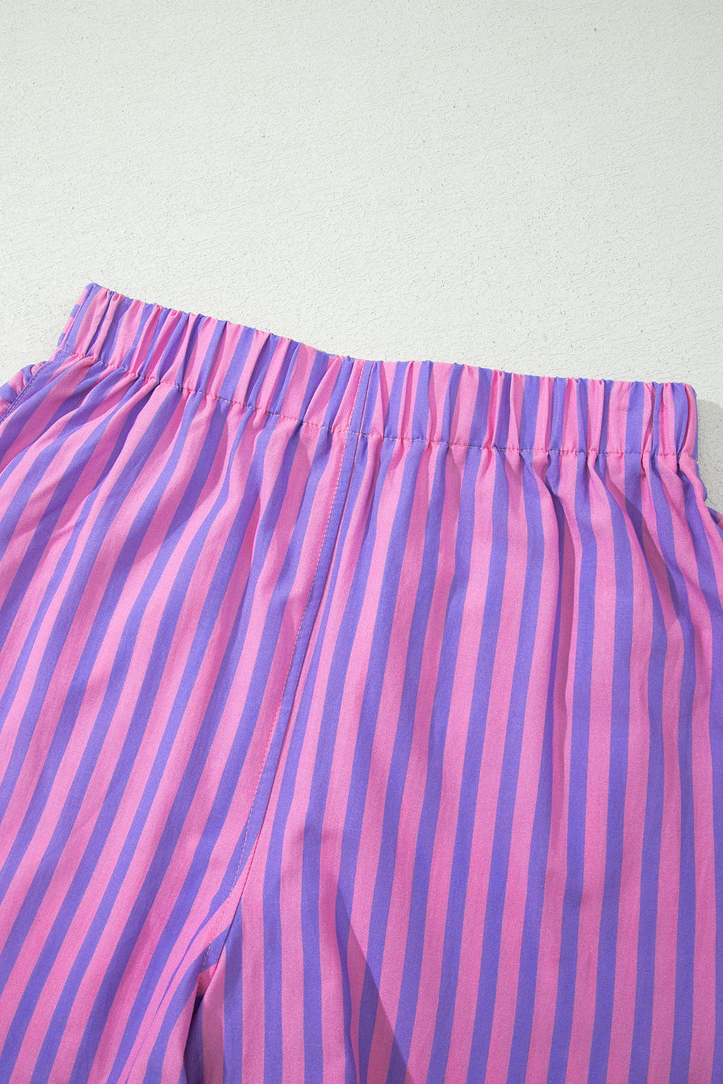 Stripe Ruffle Trim Elastic Waist Shorts