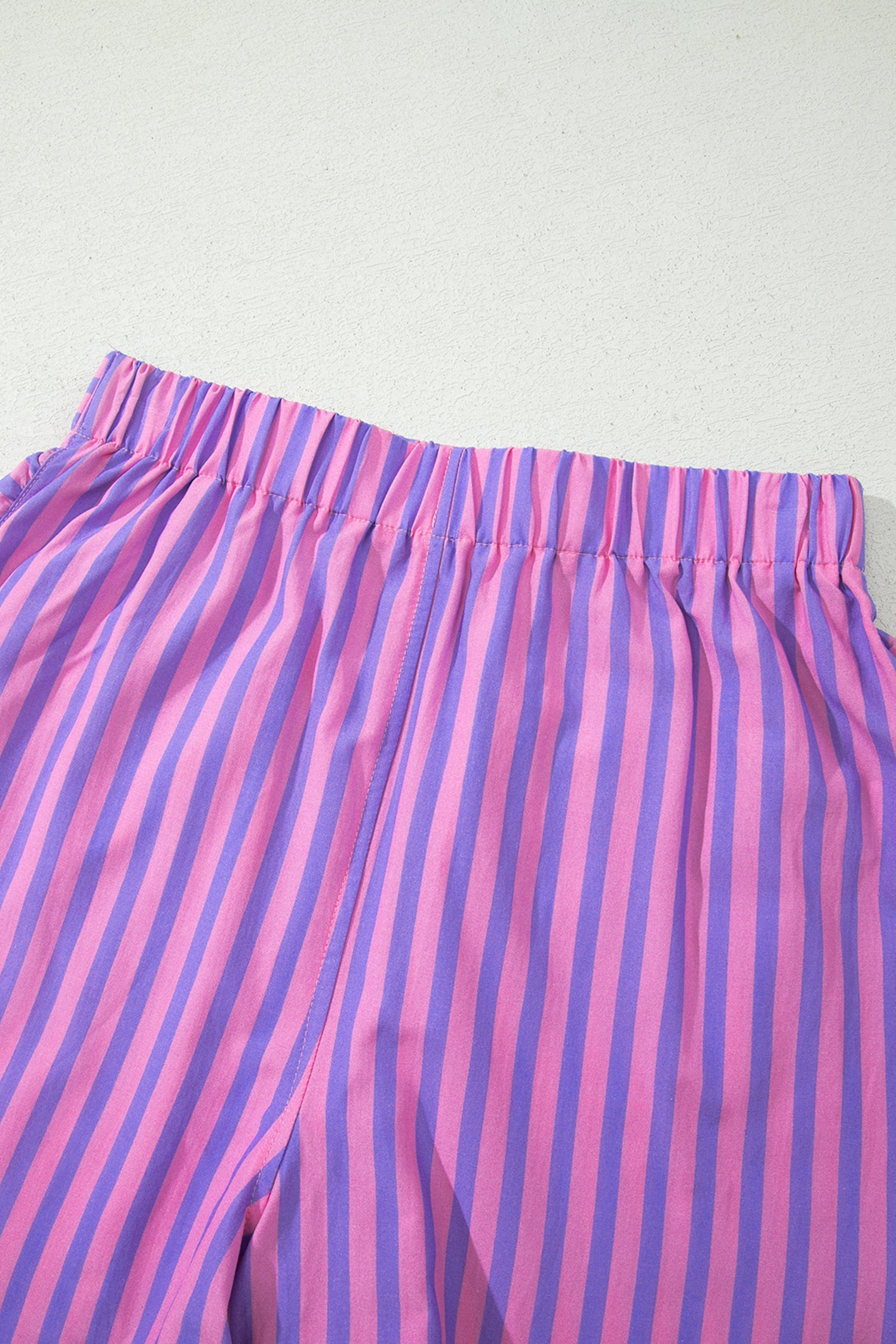 Stripe Ruffle Trim Elastic Waist Shorts