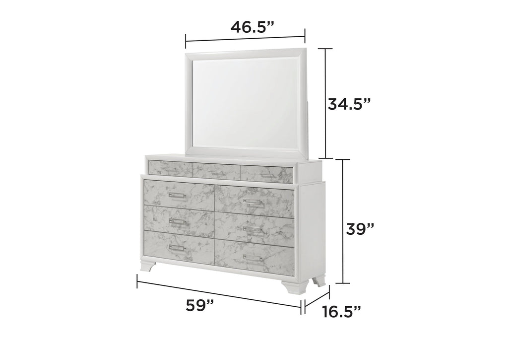 Soul Modern style Full 5PC bedroom set made with wood and Drawers in white