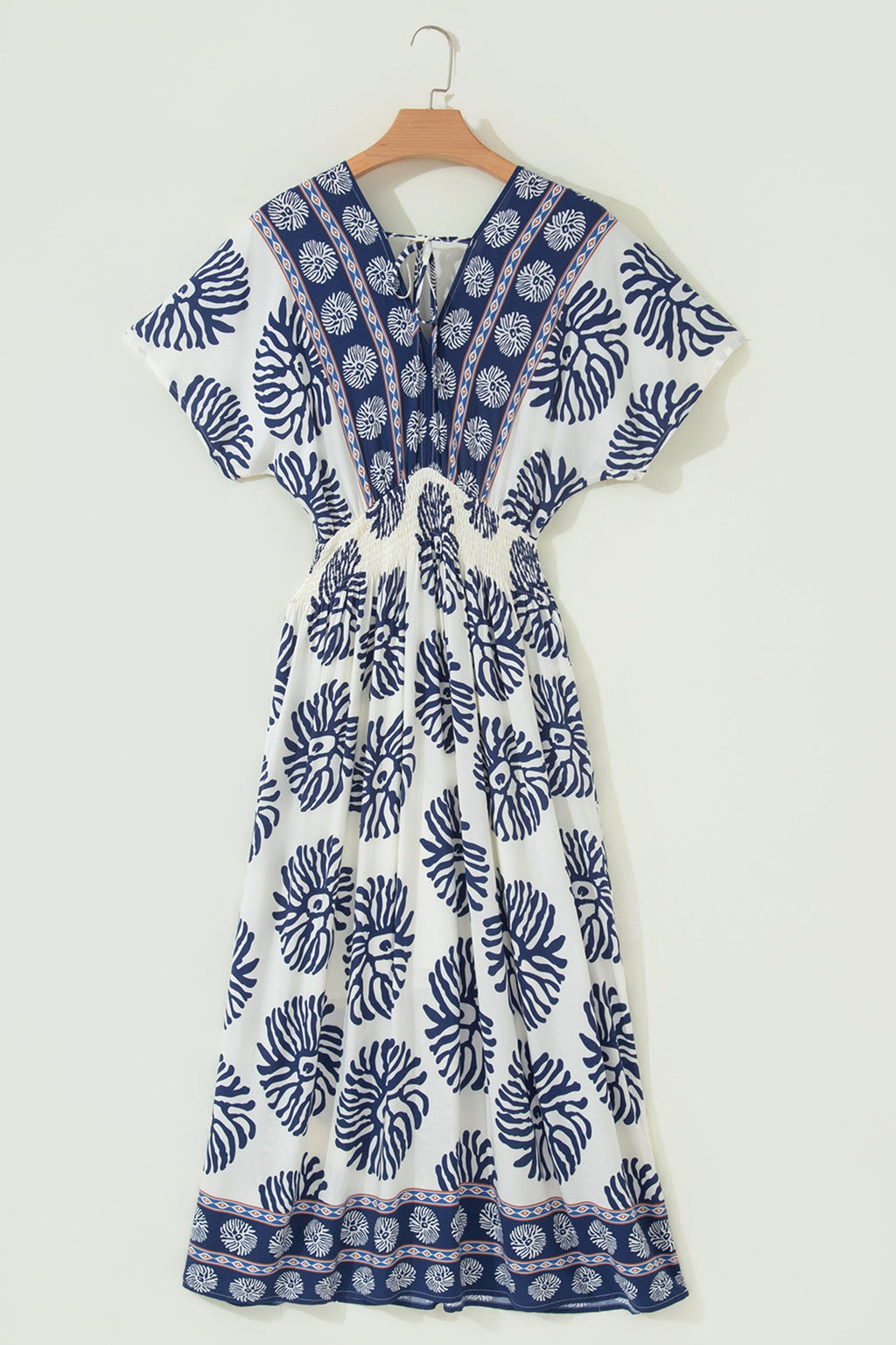 Boho Floral Patchwork V-Neck Dolman Maxi Dress