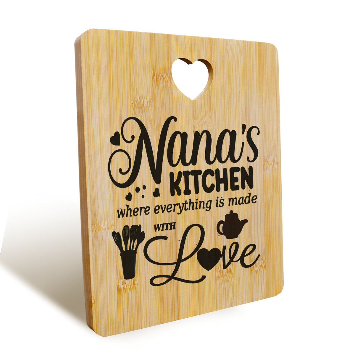 Nana's Kitchen Made with Love Custom Rectangle Bamboo Cutting Board (One Side Printing) | Ships from USA