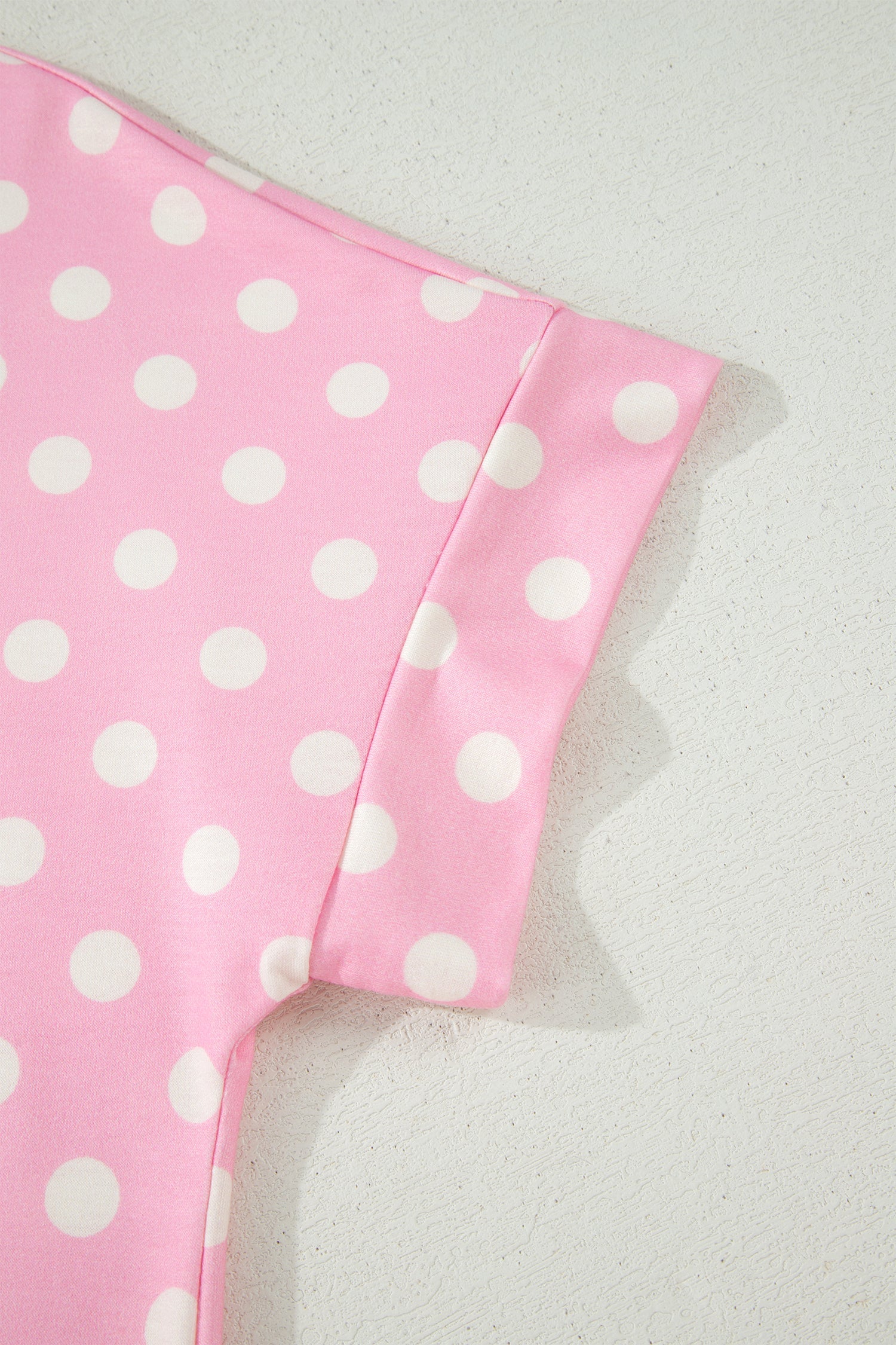 Polka Dot Colorblock Mock Neck & Shorts Set