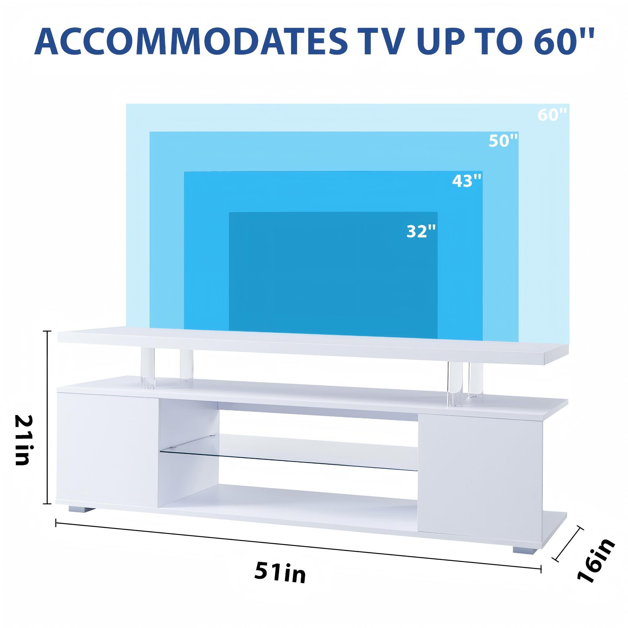 TV Stand for 60 Inch TV LED Gaming Entertainment Center Media Storage Console Table with Large Side Cabinet for Living Room( White)