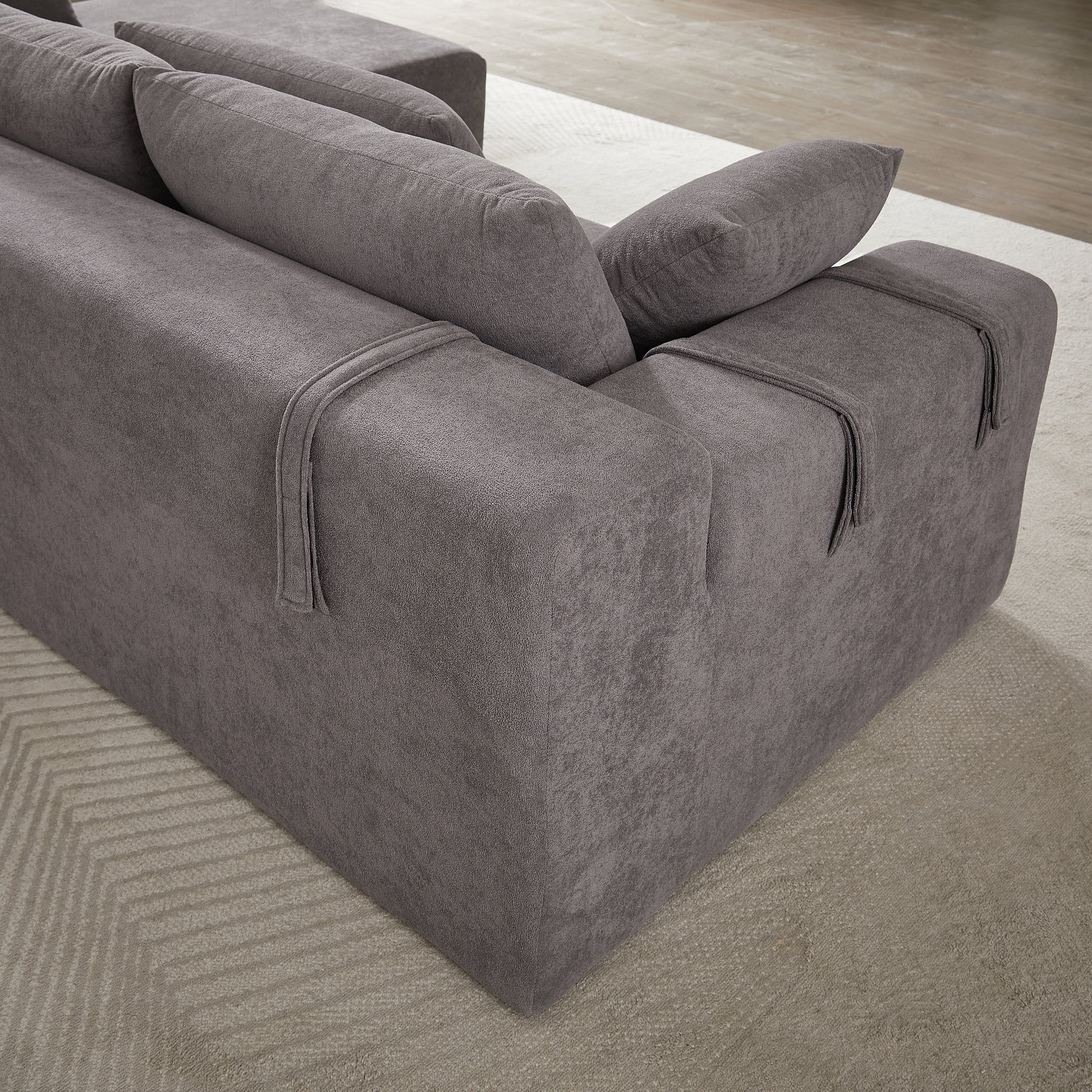 Modern Chenille Upholstered Sectional Sofa Couch Set,Modular 108' L Shaped Sectional Living Room Sofa Set With 6 Pillows,Free Combination Sofa Couch for Living Room,Bedroom(Right Chaise)W834P240002