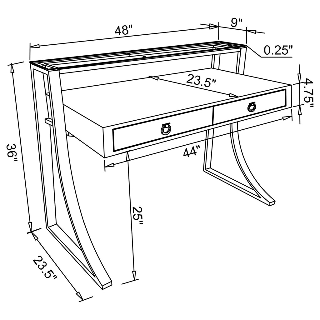 Serrano White High Gloss 2-Drawer Writing Desk