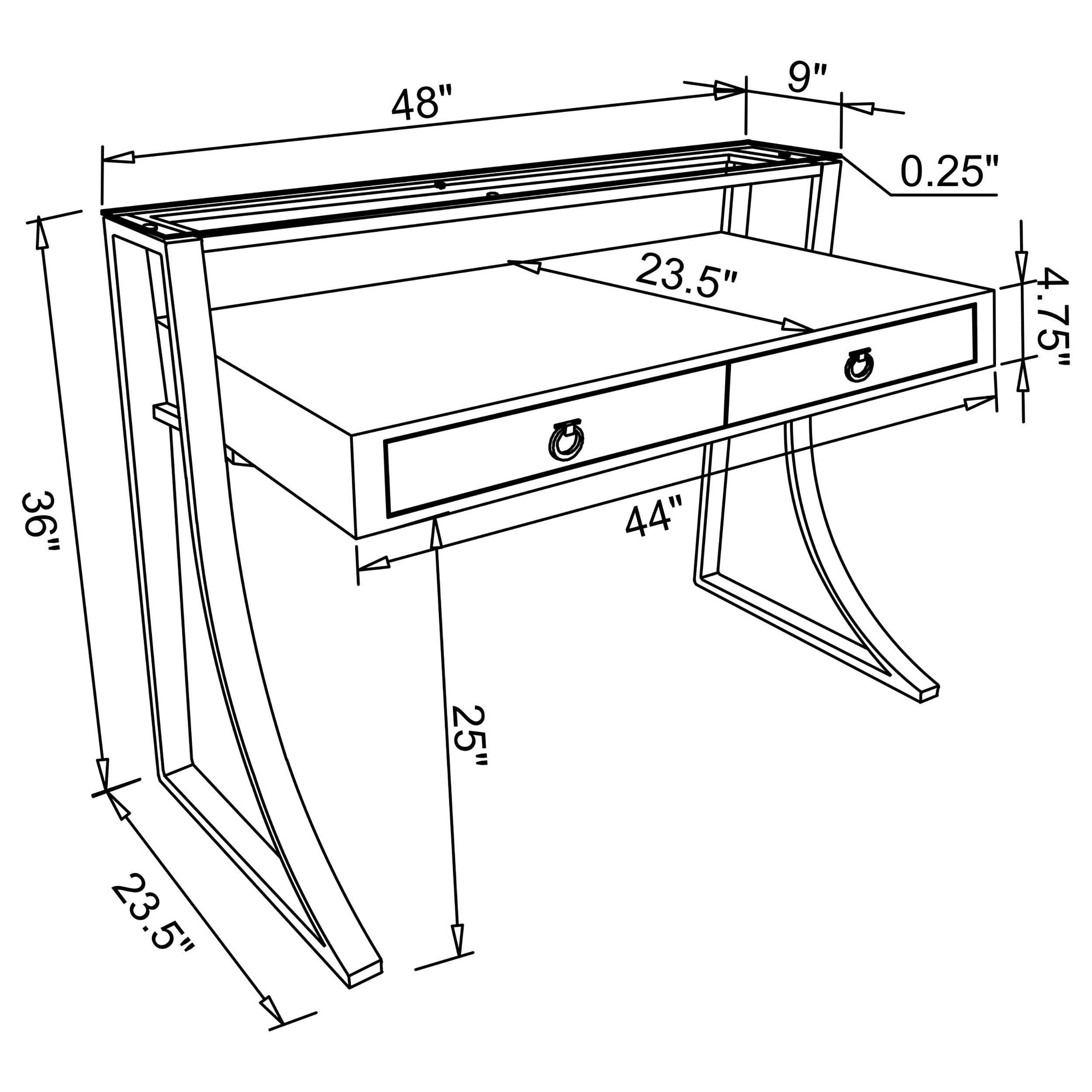 Serrano White High Gloss 2-Drawer Writing Desk