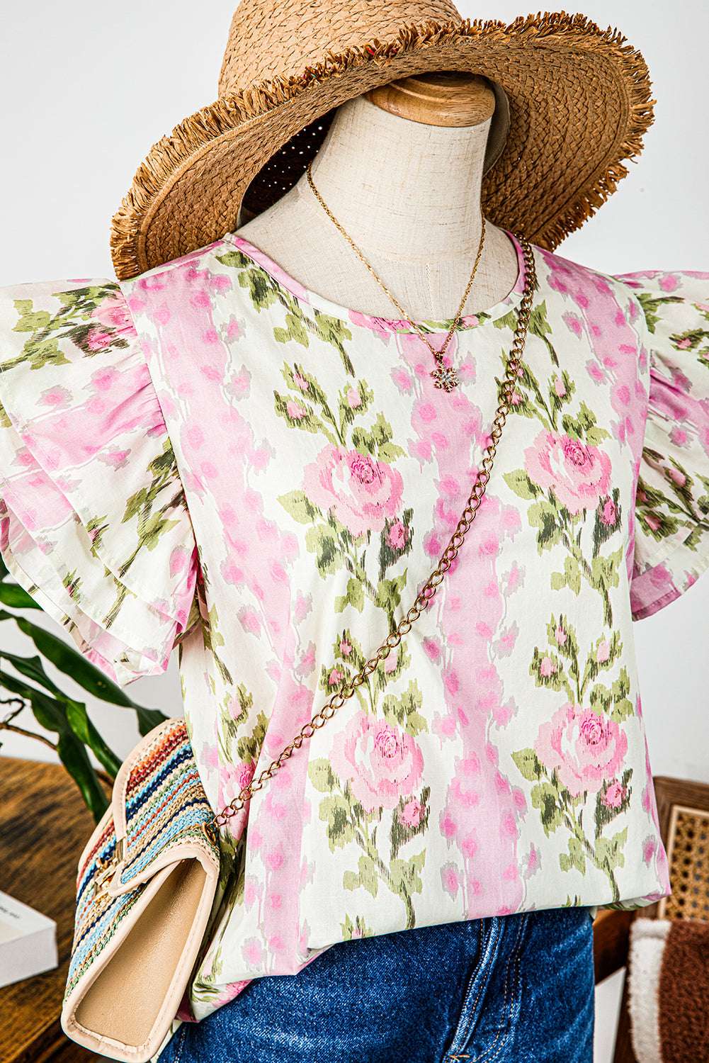 Floral Ruffle Short Sleeve Top