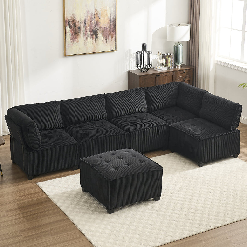 UNITED WE WIN Modular Sectional Sofa U Shaped Modular Couch with Reversible Chaise Modular Sofa Sectional Couch,6- Seat Convertible Sofa,Fit for Living Room