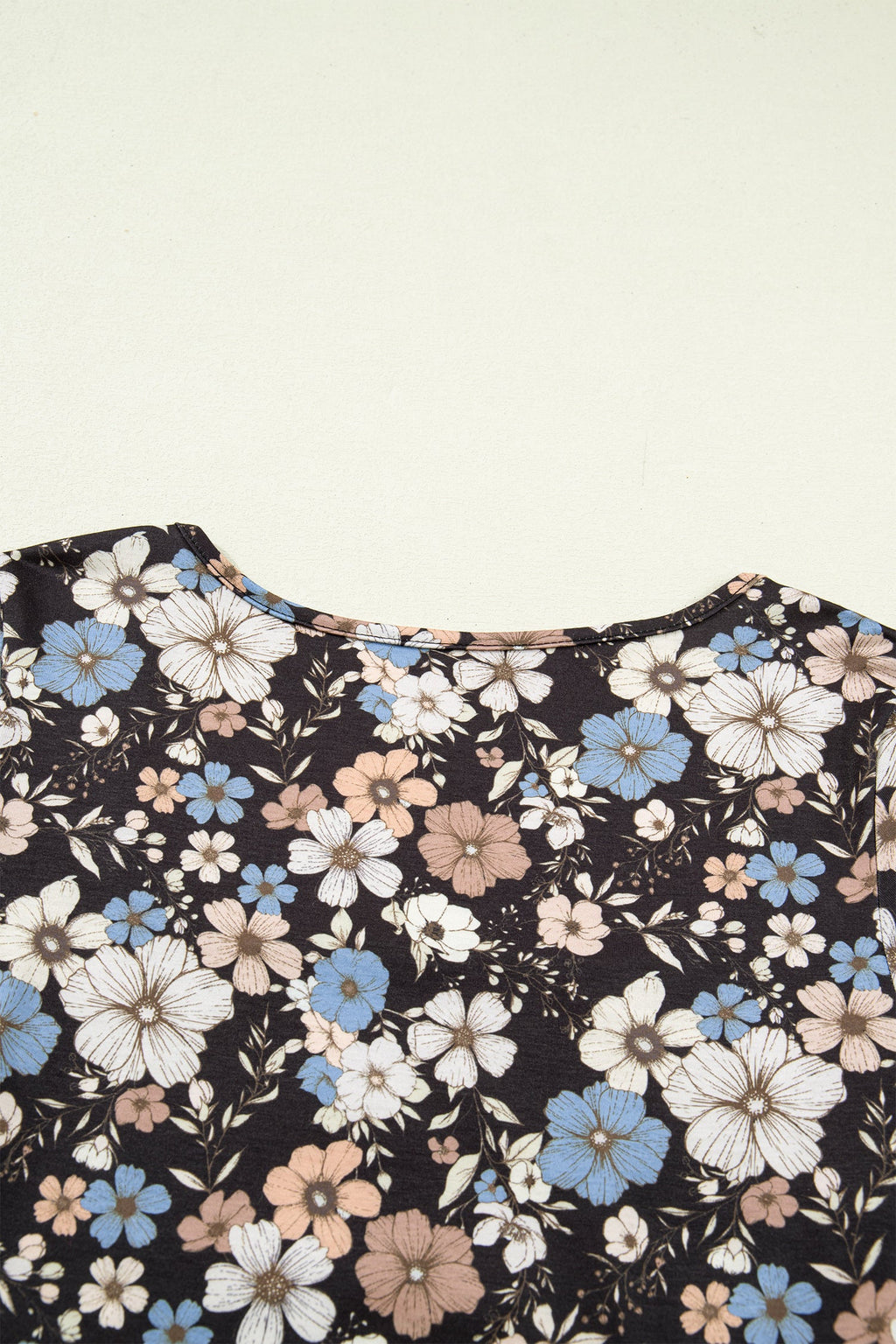 Leopard & Floral Square Neck Long Sleeve T-Shirt