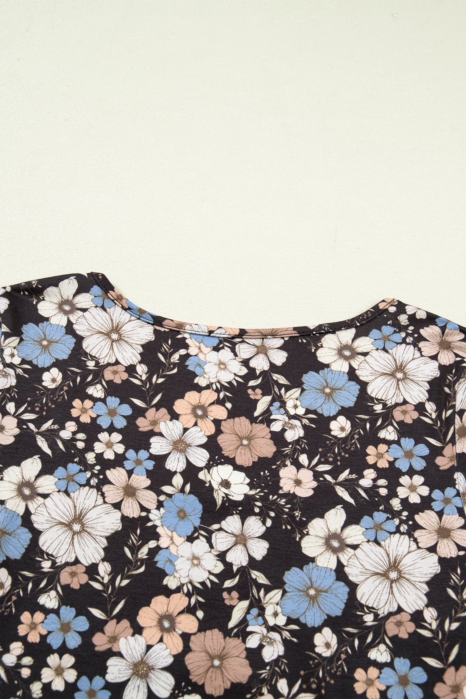 Leopard & Floral Square Neck Long Sleeve T-Shirt
