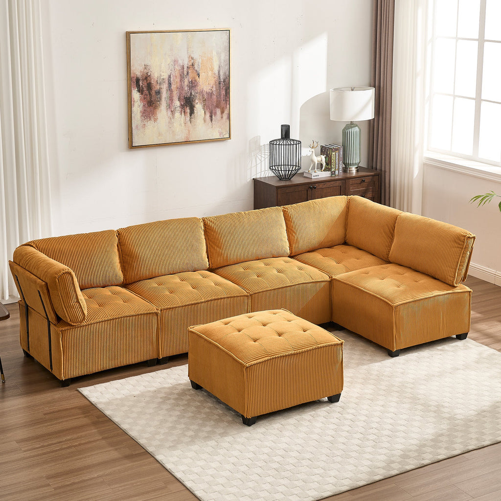 UNITED WE WIN Modular Sectional Sofa U Shaped Modular Couch with Reversible Chaise Modular Sofa Sectional Couch,6- Seat Convertible Sofa,Fit for Living Room
