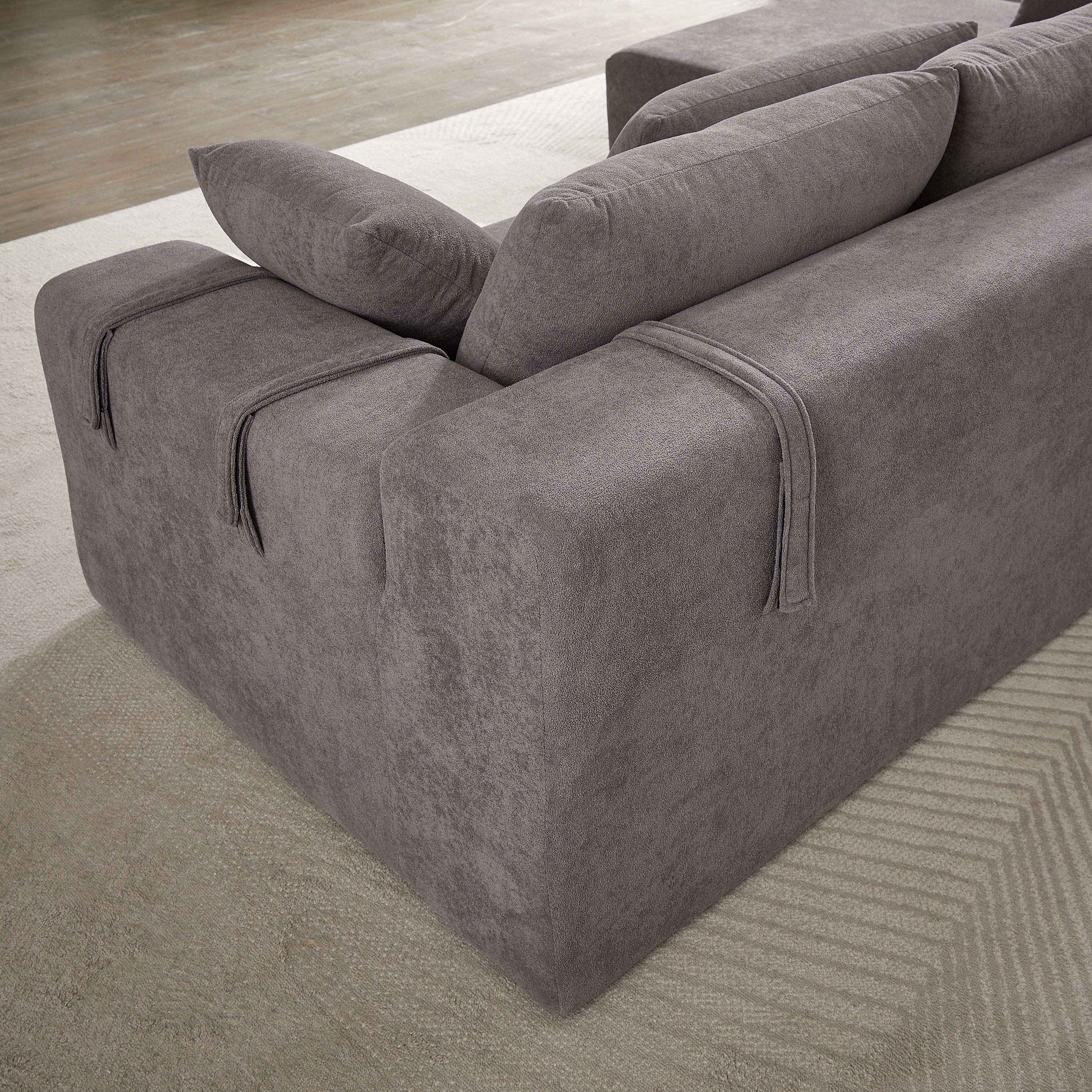 Modern Chenille Upholstered Sectional Sofa Couch Set,Modular 108' L Shaped Sectional Living Room Sofa Set With 6 Pillows,Free Combination Sofa Couch for Living Room,Bedroom(Left Chaise)W834P240001