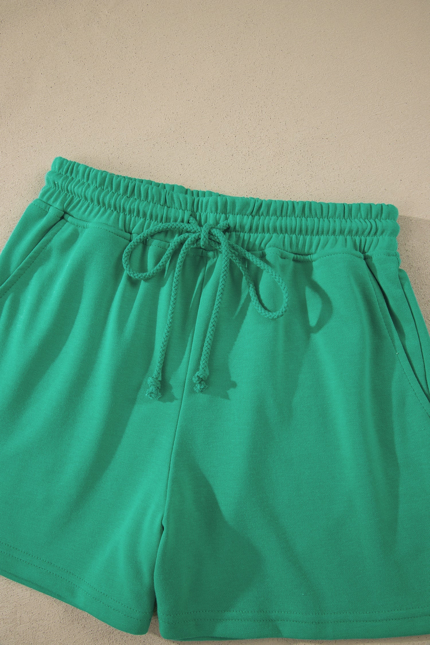 Solid Loose Tee & Drawstring Shorts Set