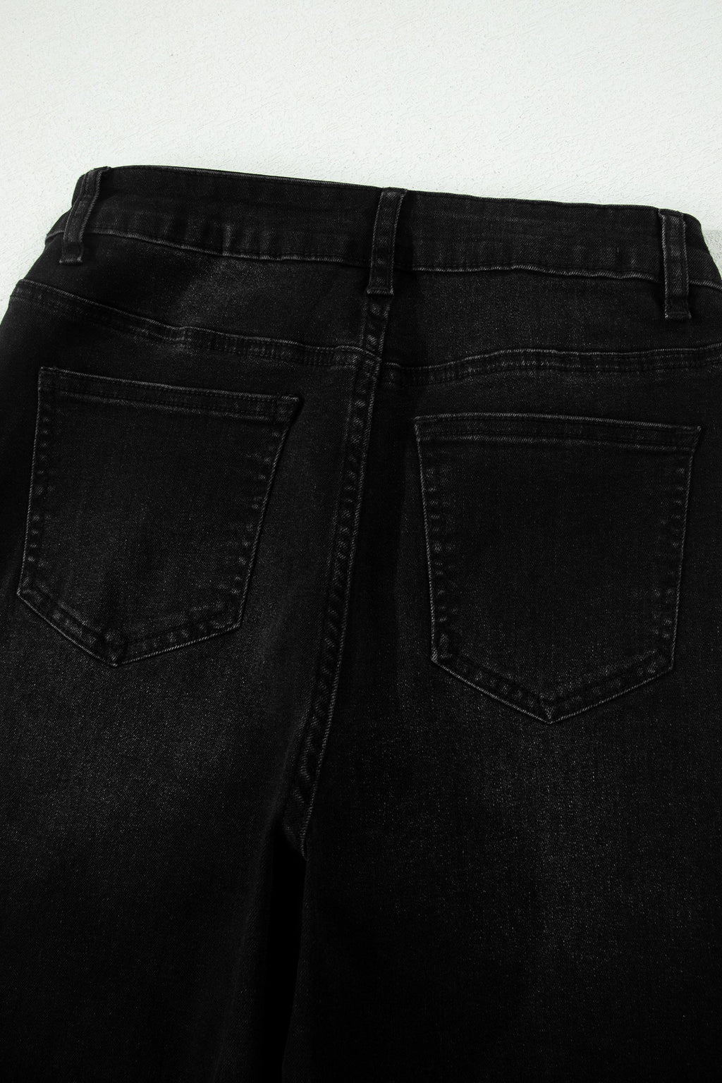 Black Frayed Cropped Barrel Jeans