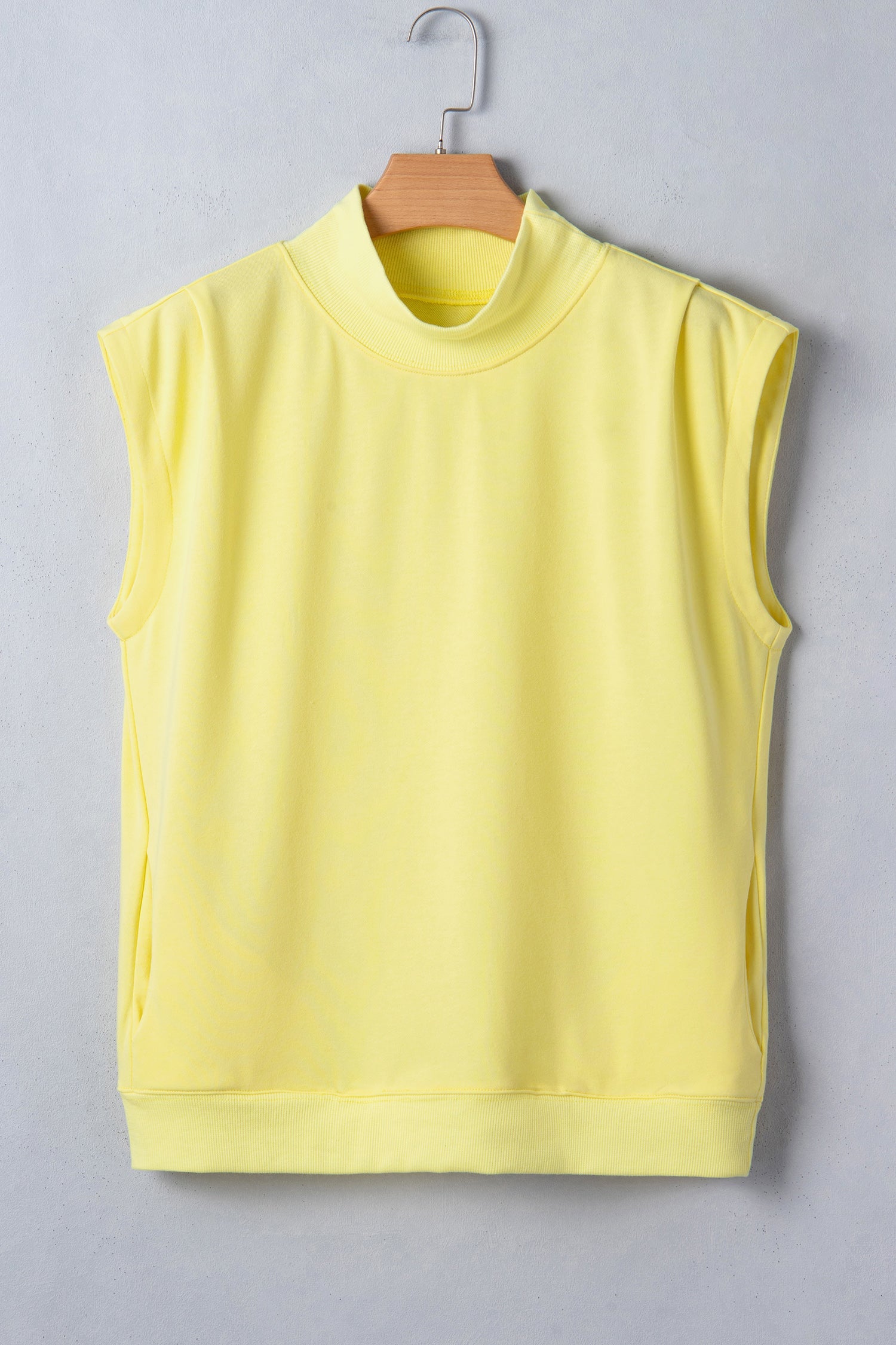 Solid Mock Neck Cap Sleeve Oversized Top