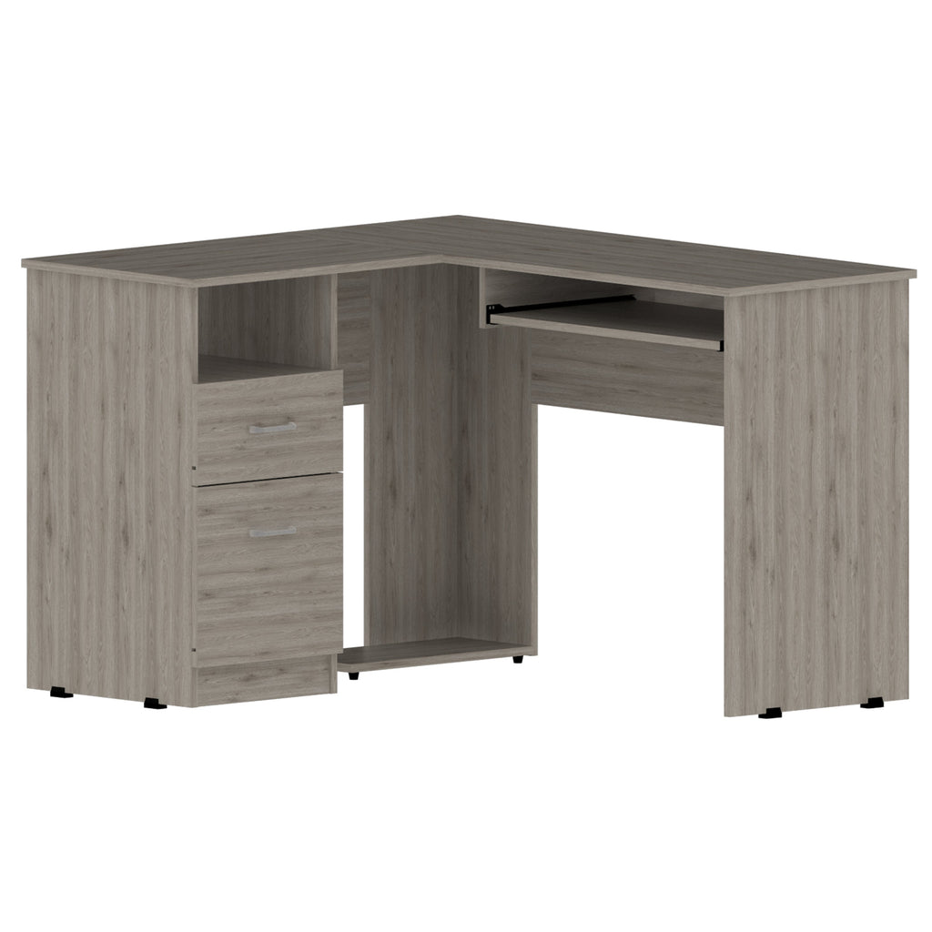 Raleigh L-Shaped Desk, Two Drawers, One Shelf, CPU Storage