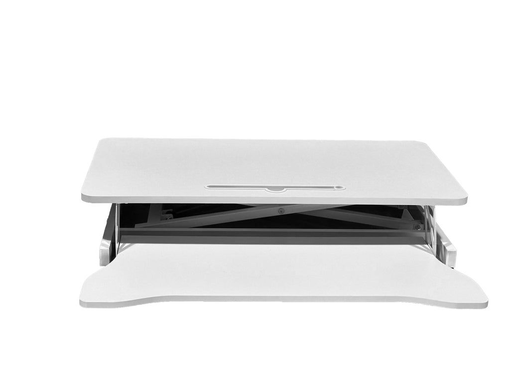 32 Inch Desk Converter, Height Adjustable Sit to Stand Riser, Dual Monitor and Laptop Workstation with Wide Keyboard Tray, Standing Computer Desk, WHITE ( BACK TO SCHOOL )