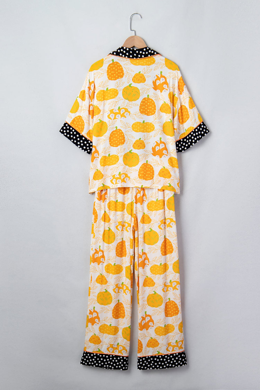 Pumpkin Polka Dot Trim Top & Pants Lounge Set