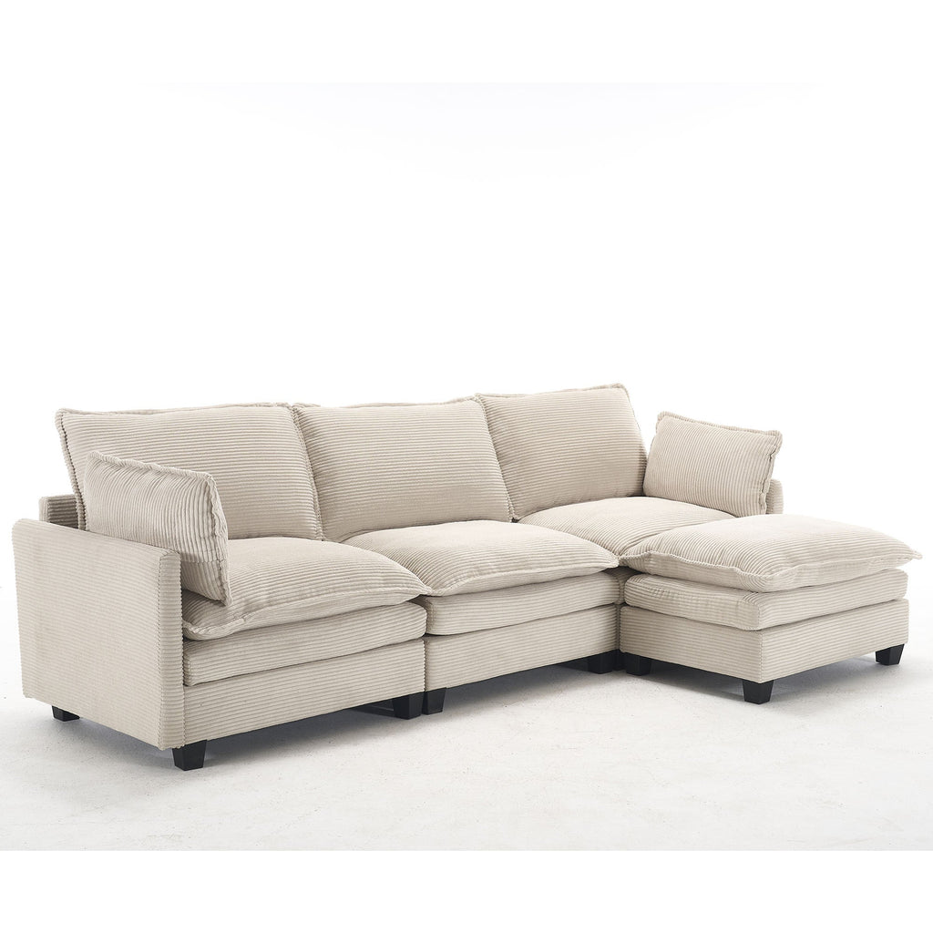 [VIDEO provided][New]Oversized Modular Sofa ,  Velvet Large U-Shaped Couch Comfy Upholstered 4-Seat Sofa with 2 Ottoman,2 Lumbar Pillow, Deep Seat Couch for Living Room