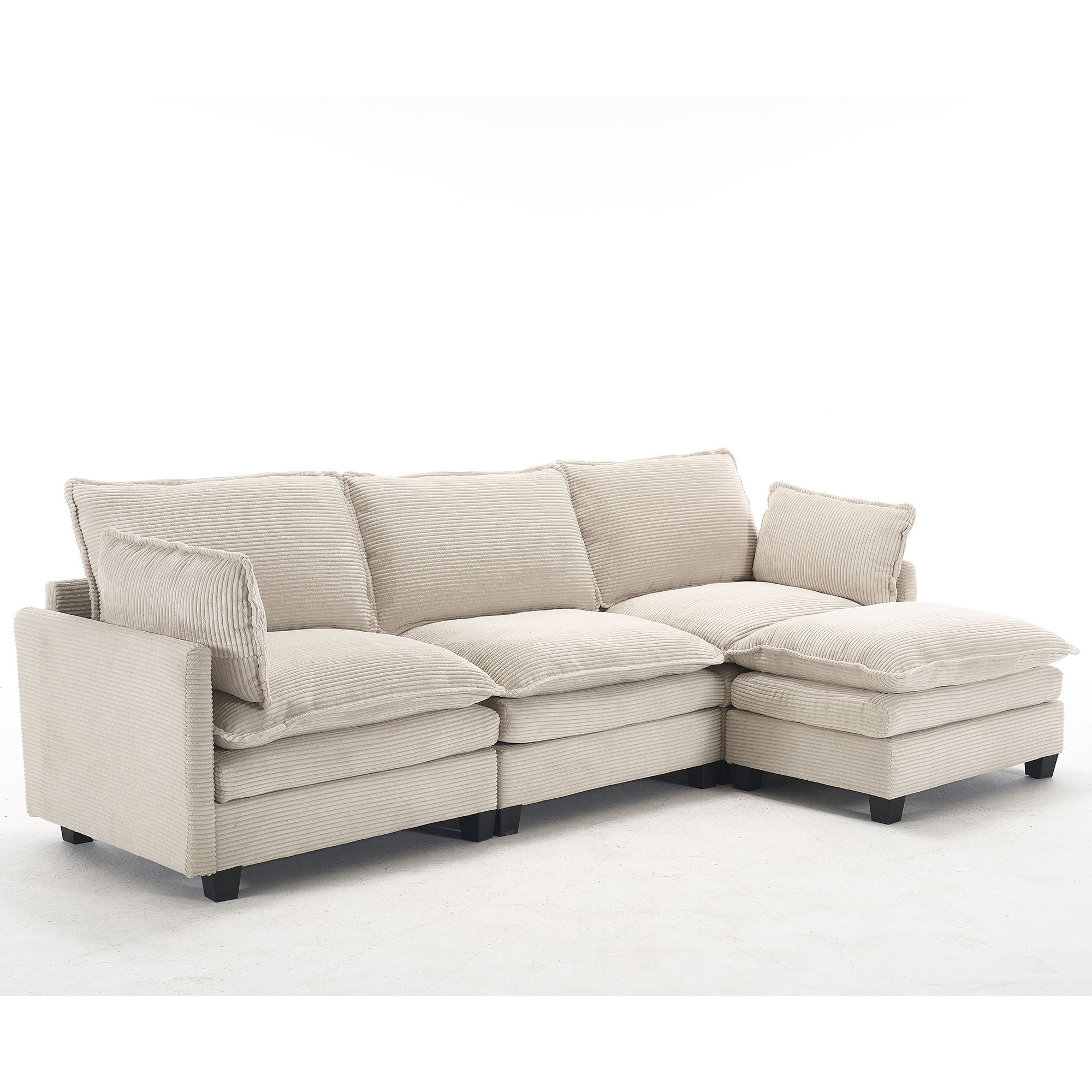 [VIDEO provided][New]Oversized Modular Sofa ,  Velvet Large U-Shaped Couch Comfy Upholstered 4-Seat Sofa with 2 Ottoman,2 Lumbar Pillow, Deep Seat Couch for Living Room