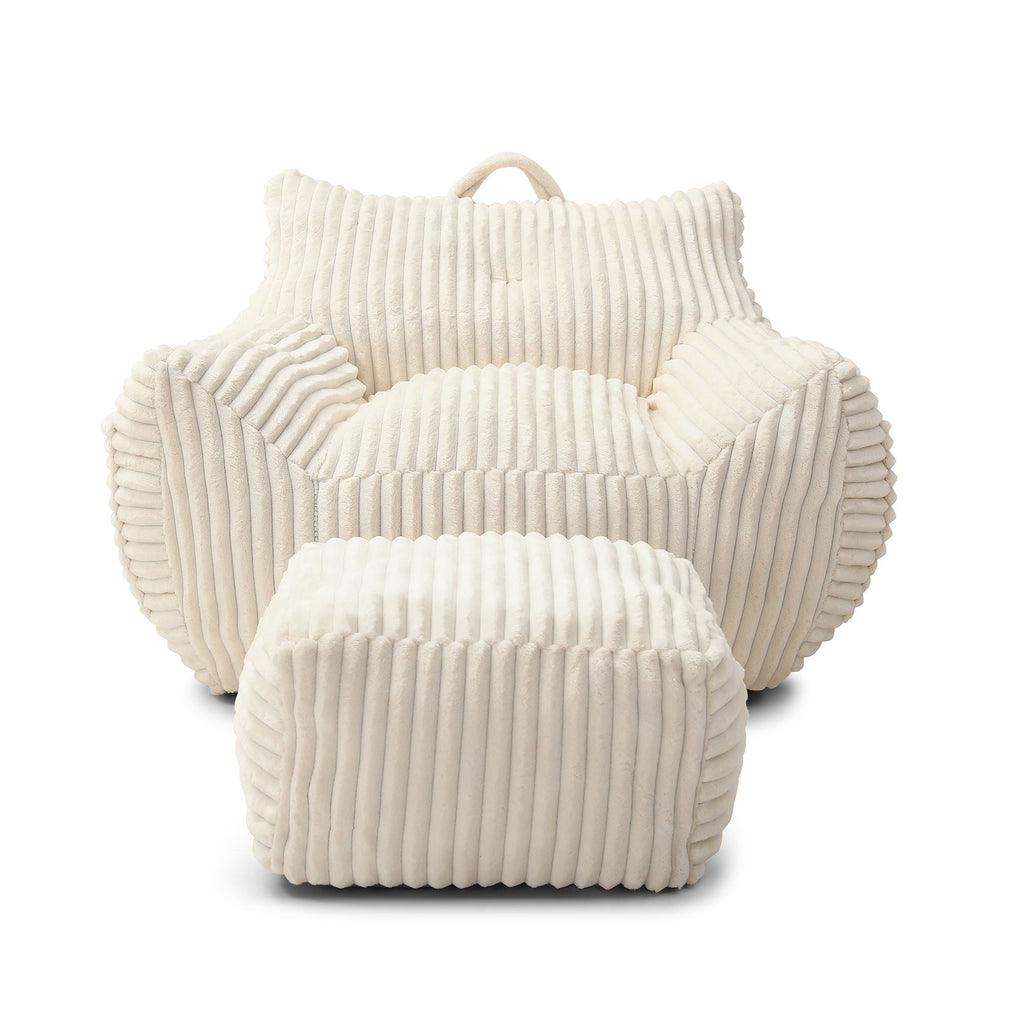 Giant Bean Bag Chair With Armrests And Footstool