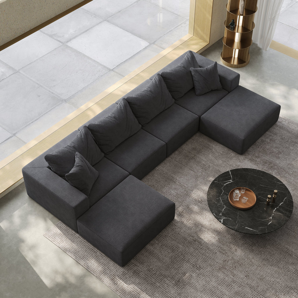 Oversized sponge cloud sofa,Modern Upholstered Sectional Sofa Couch Set,Modular 162' L Shaped Sectional Living Room Sofa Set With 6 Pillows,Free Combination Sofa Couch for Living Room,Bedroom