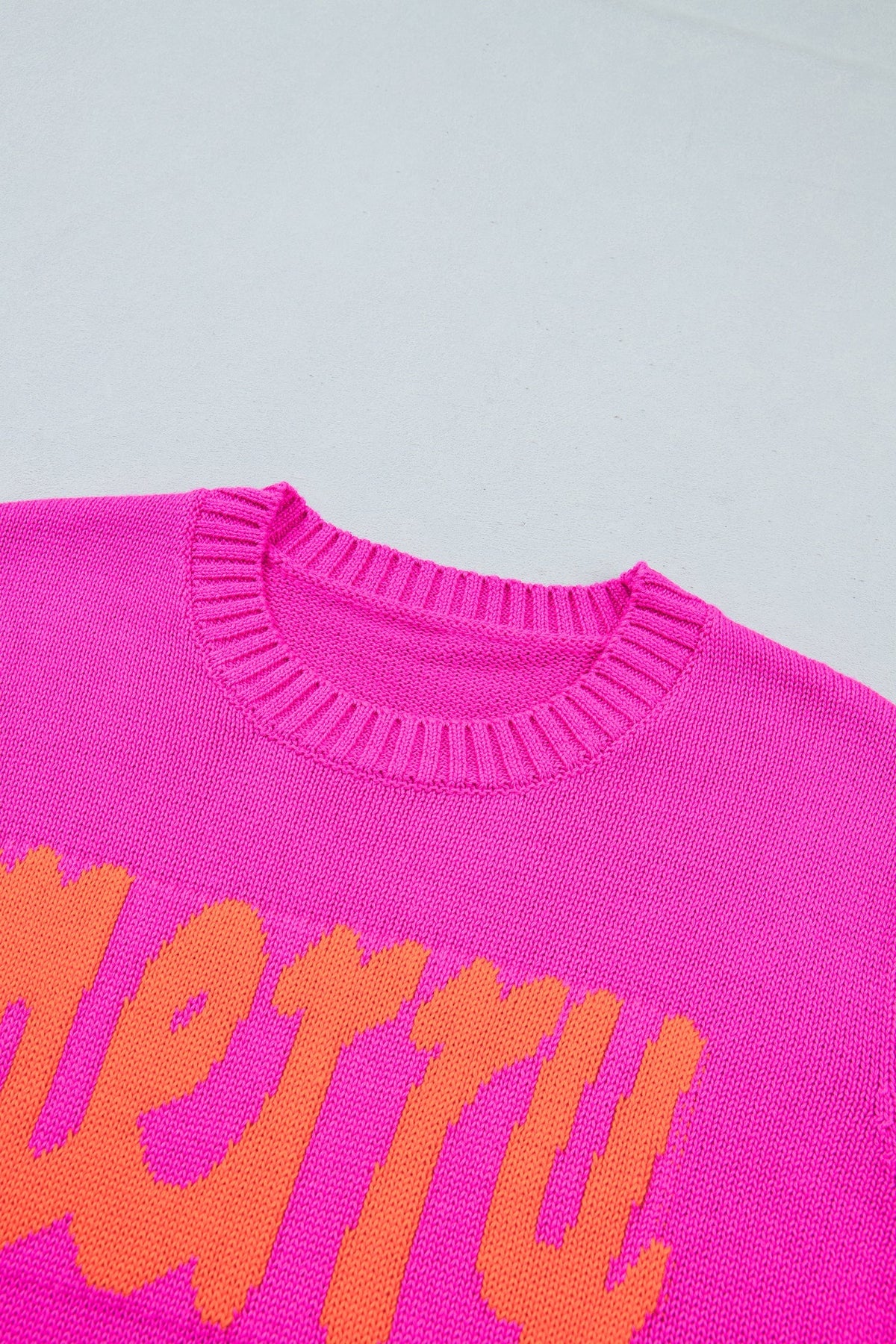 Christmas MERRY Letter Print Ribbed Trim Sweater