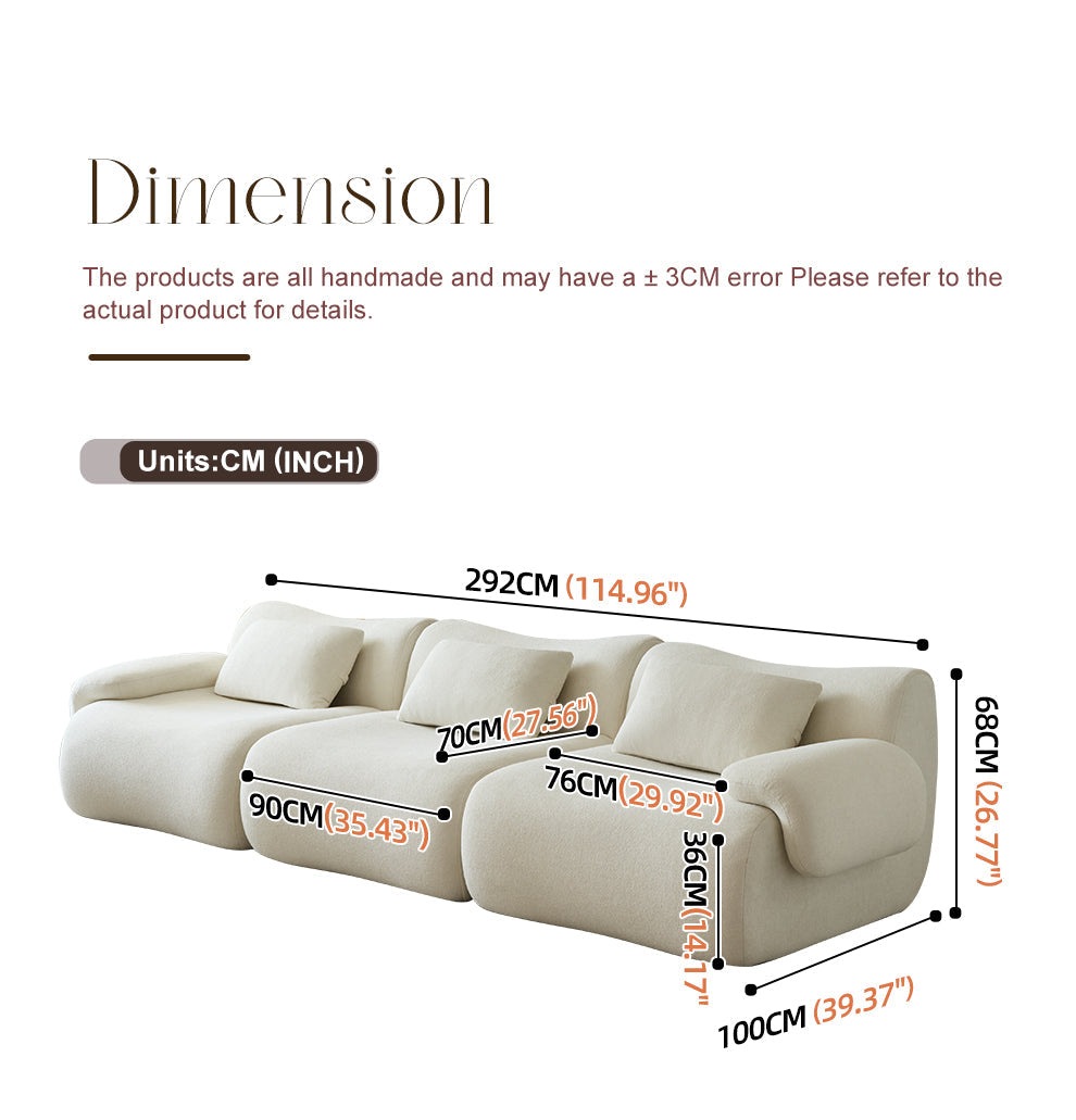 Modular Sectional Sofa, Compressed Sectional Sofa Modern Minimalist Style Couch, Bedroom, Comfy Compressed Sofa Couch Space-Efficient Design-White