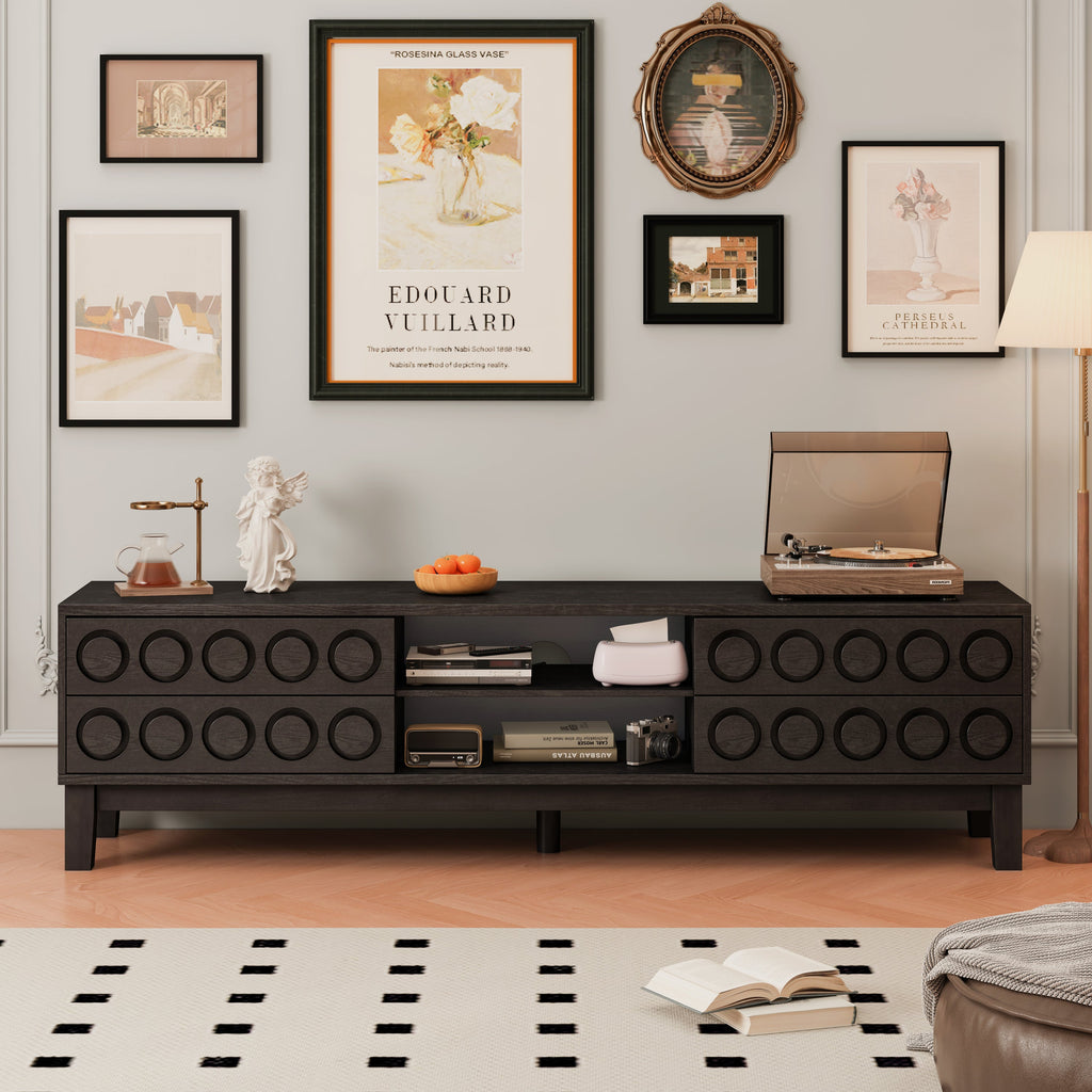 TV Stand for TVs up to 75', Media Console with 4 Drawers, Entertainment Center with Storage for Living Room and Bedroom(Black)