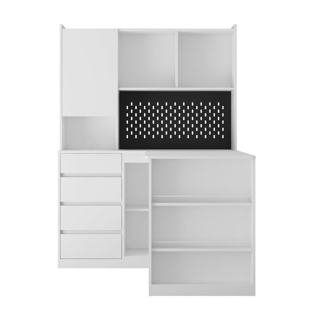 L Shaped Desk with Charger,Computer Desk with Drawers,Bookshelf,with LED Light,Modern Corner Desk,Home Office Desk,L-Shaped Study Table Writing Desk,Corner Gaming Computer Desk with Storage
