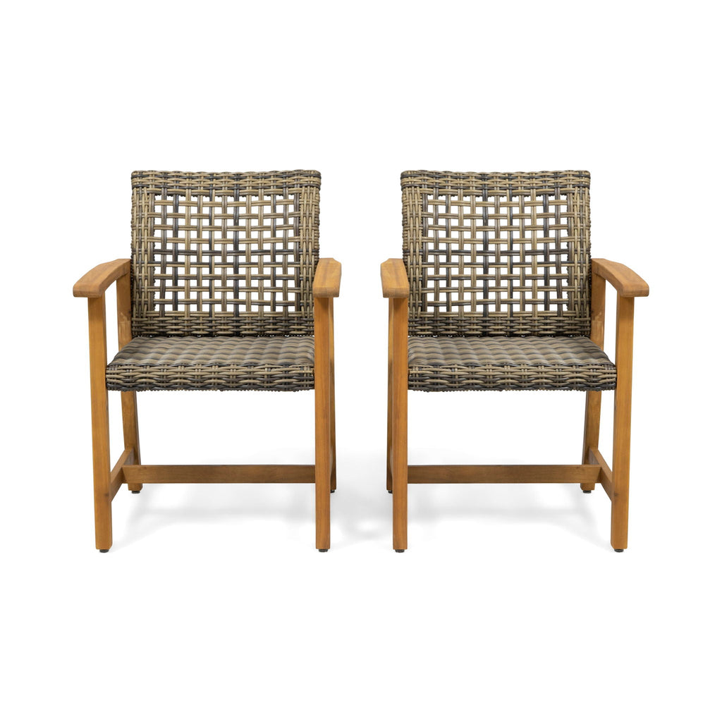 Outdoor Dining Chair Acacia Wood Frame (Set of 2)