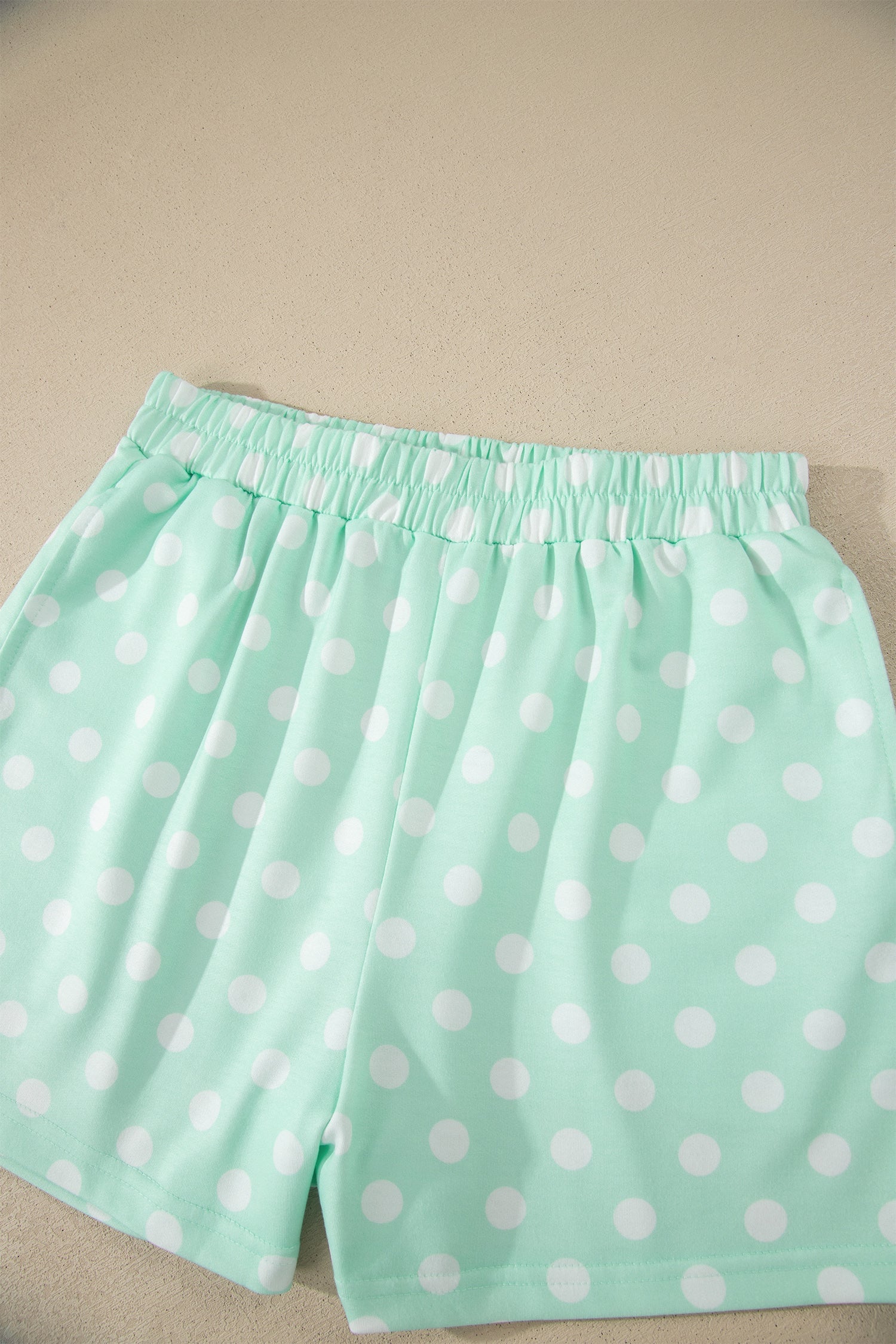 Polka Dot Colorblock Mock Neck & Shorts Set